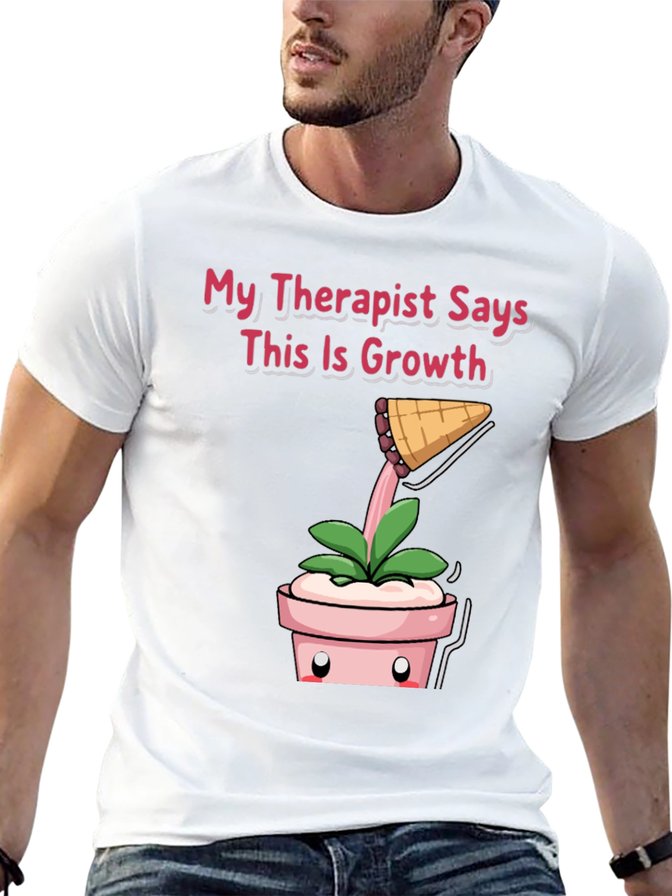 Black Therapist Says Growth T-Shirt: Funny Plant Tee view 13