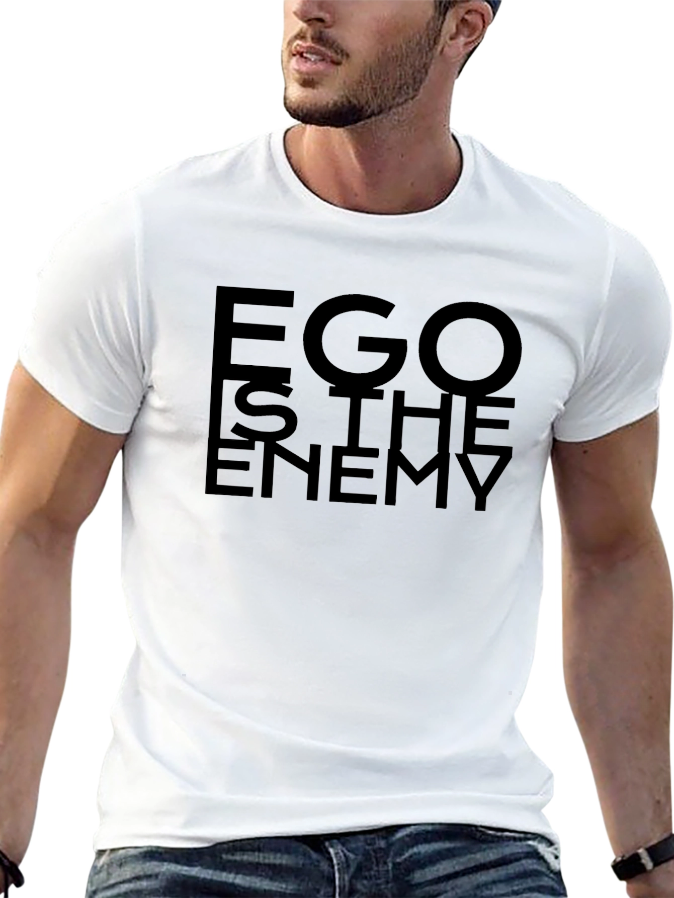Black Ego is the Enemy T-Shirt - Minimalist Design, Black view 13