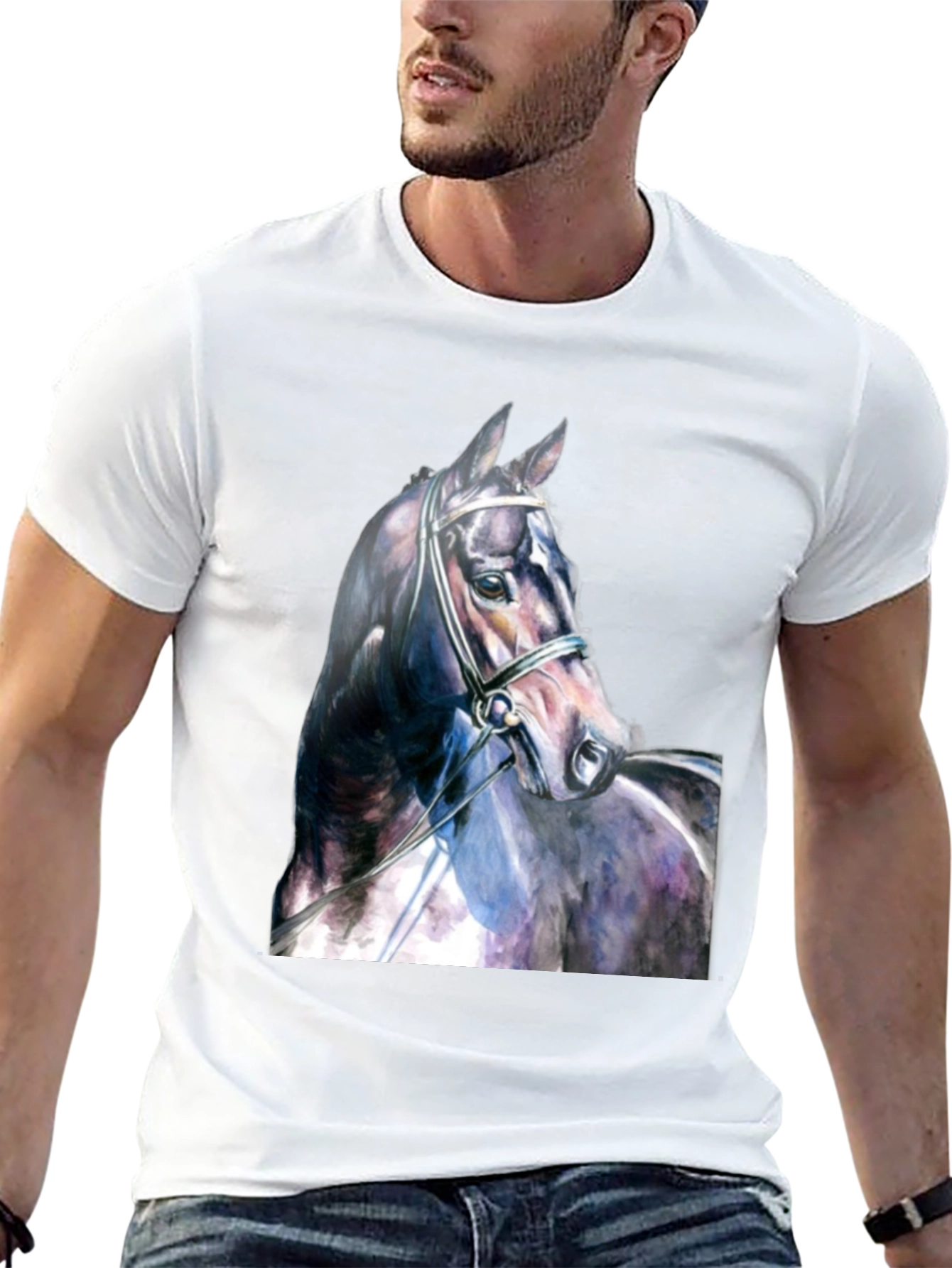 Black Horse Portrait Black T-Shirt view 13
