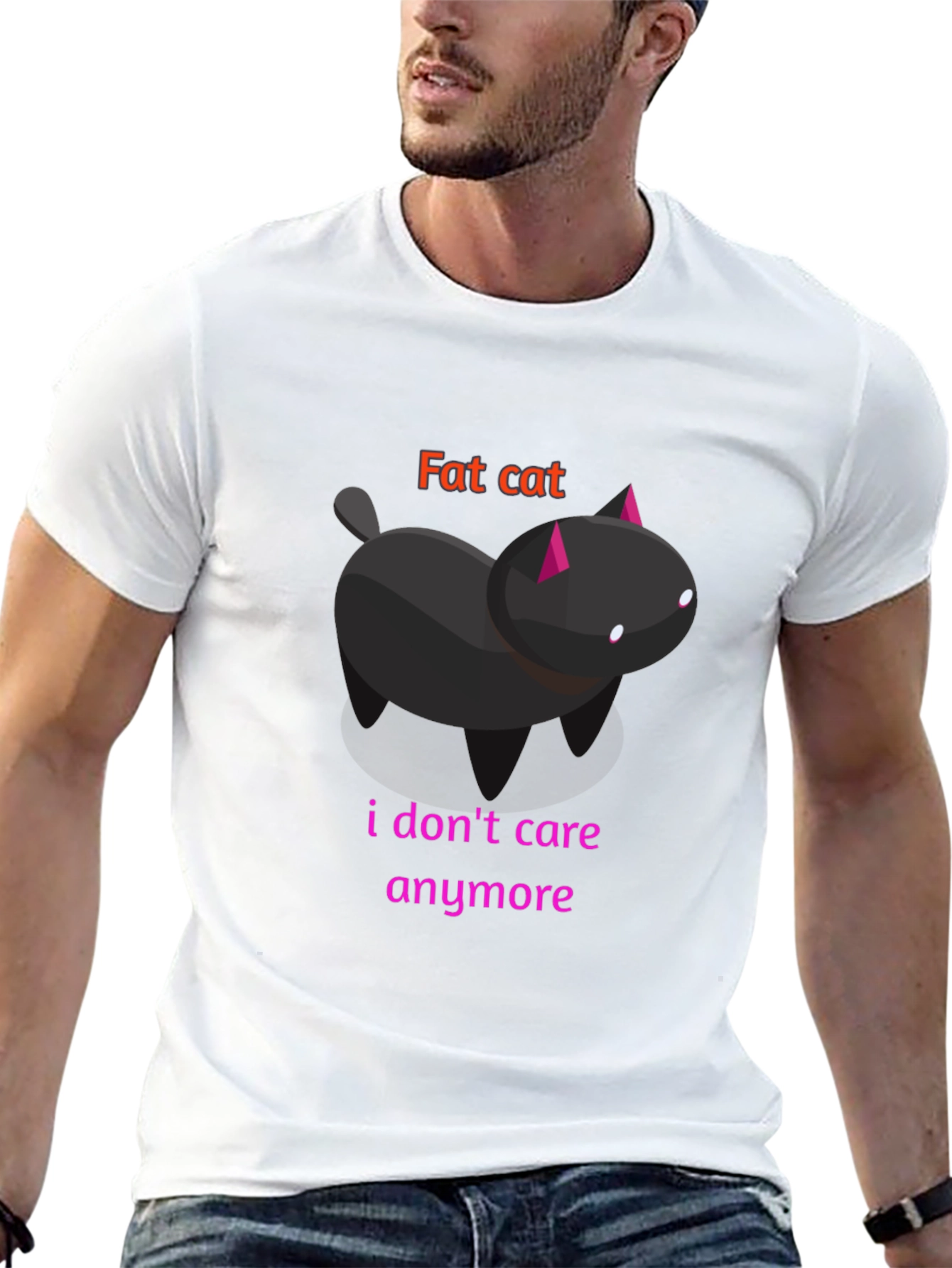 Black Fat Cat Graphic Tee - Unisex Black T-Shirt view 13