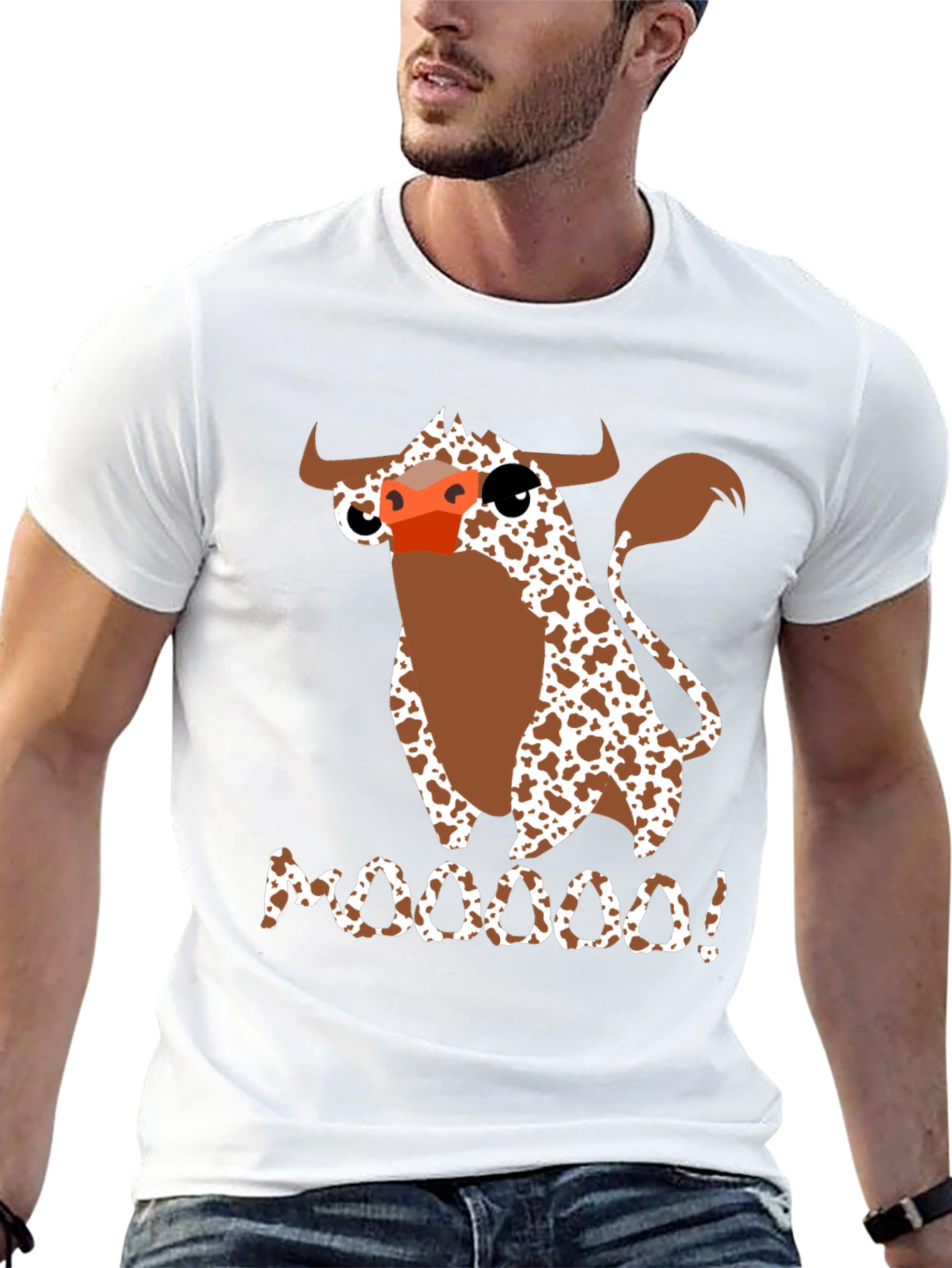 Black Moooooo! Cow Graphic Print T-Shirt view 13