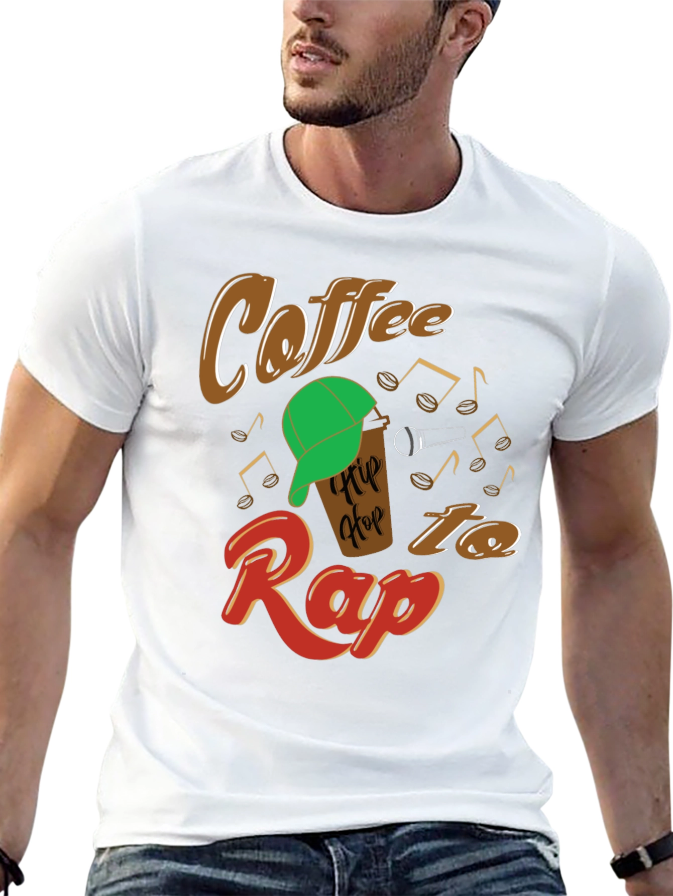 Black Coffee Hip Hop Rap Graphic T-Shirt view 13