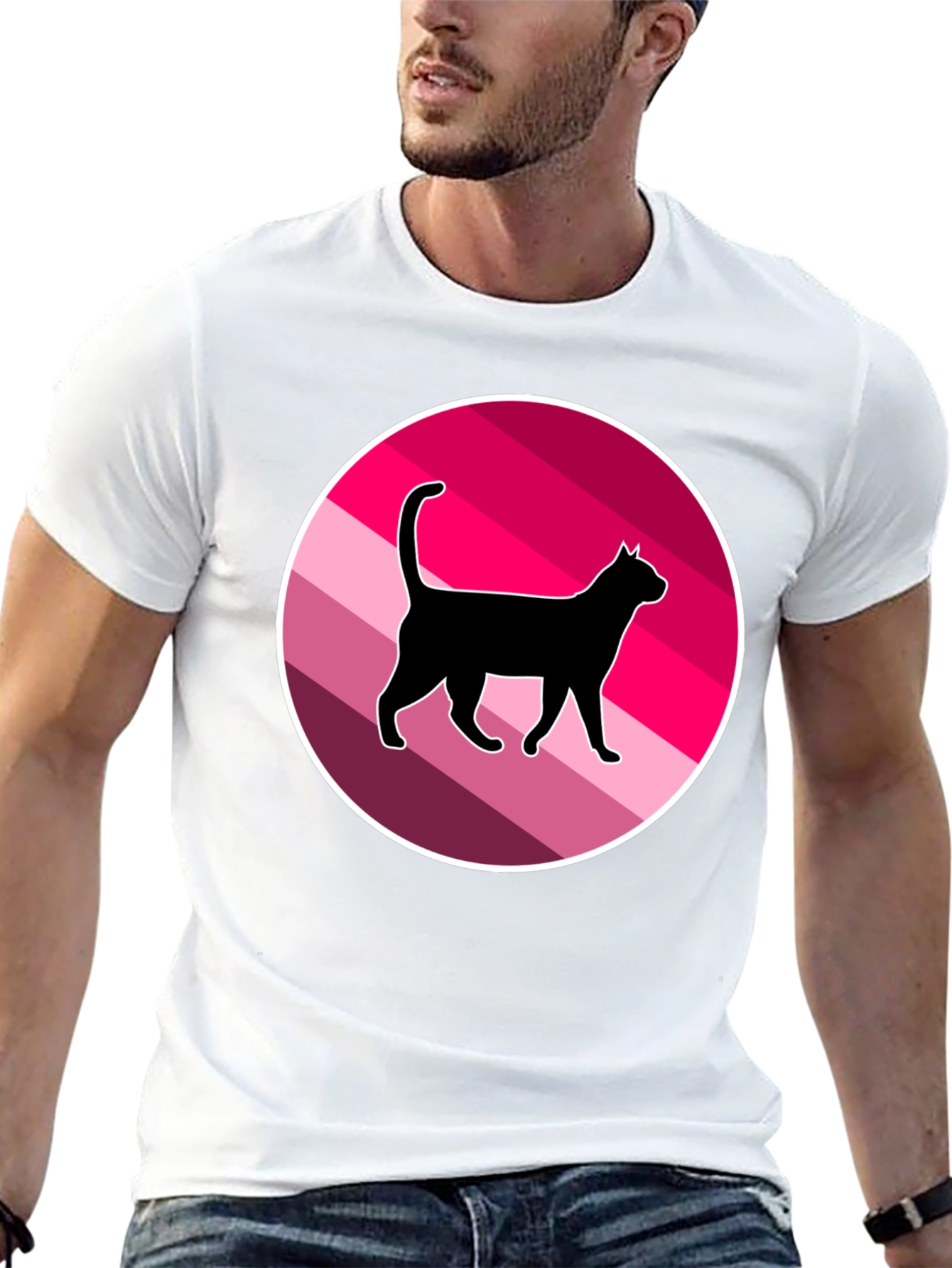 Black Cool Cat Graphic T-Shirt - Retro Style view 13