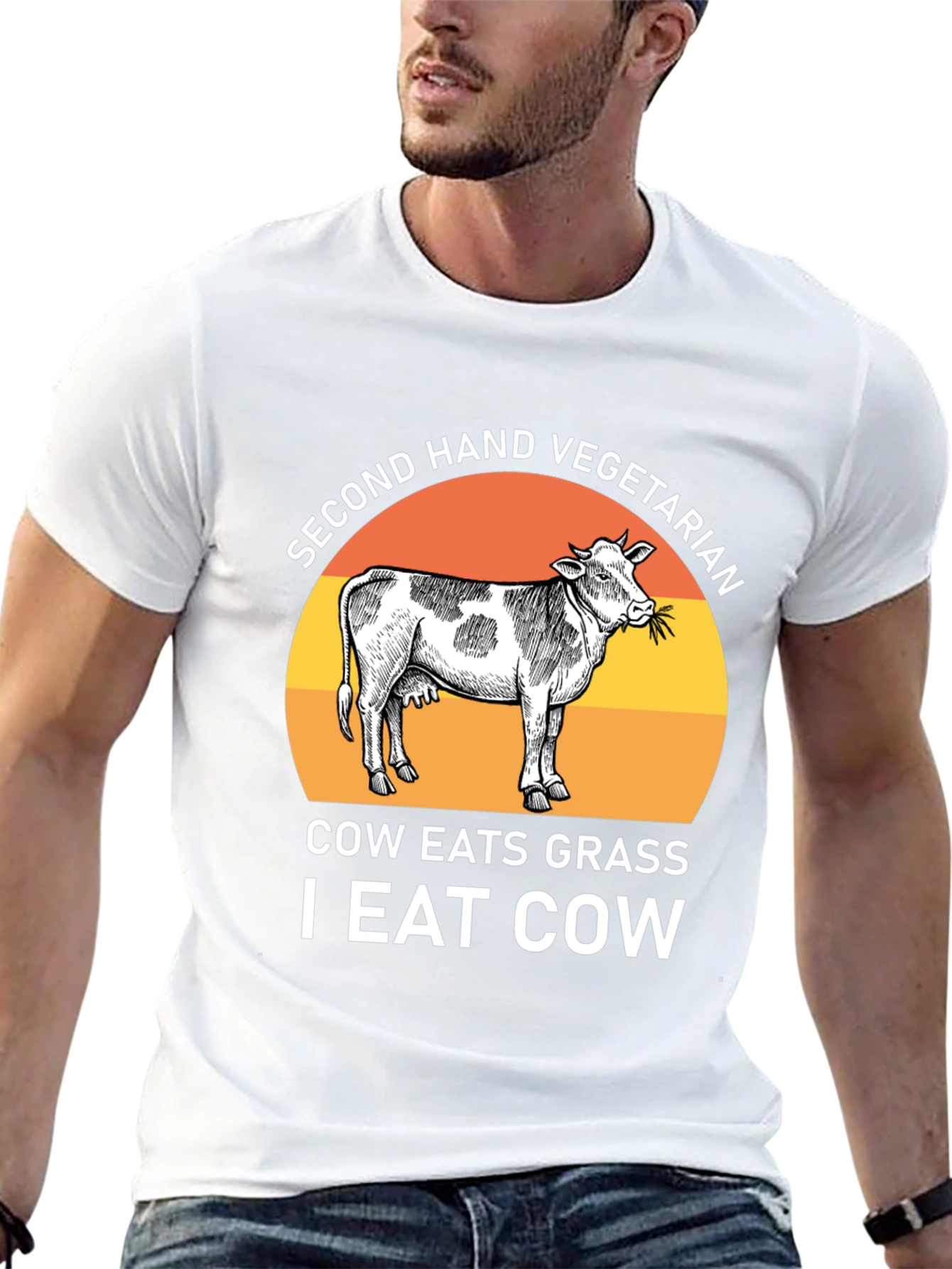 Black Second Hand Vegetarian Cow Graphic Tee view 13