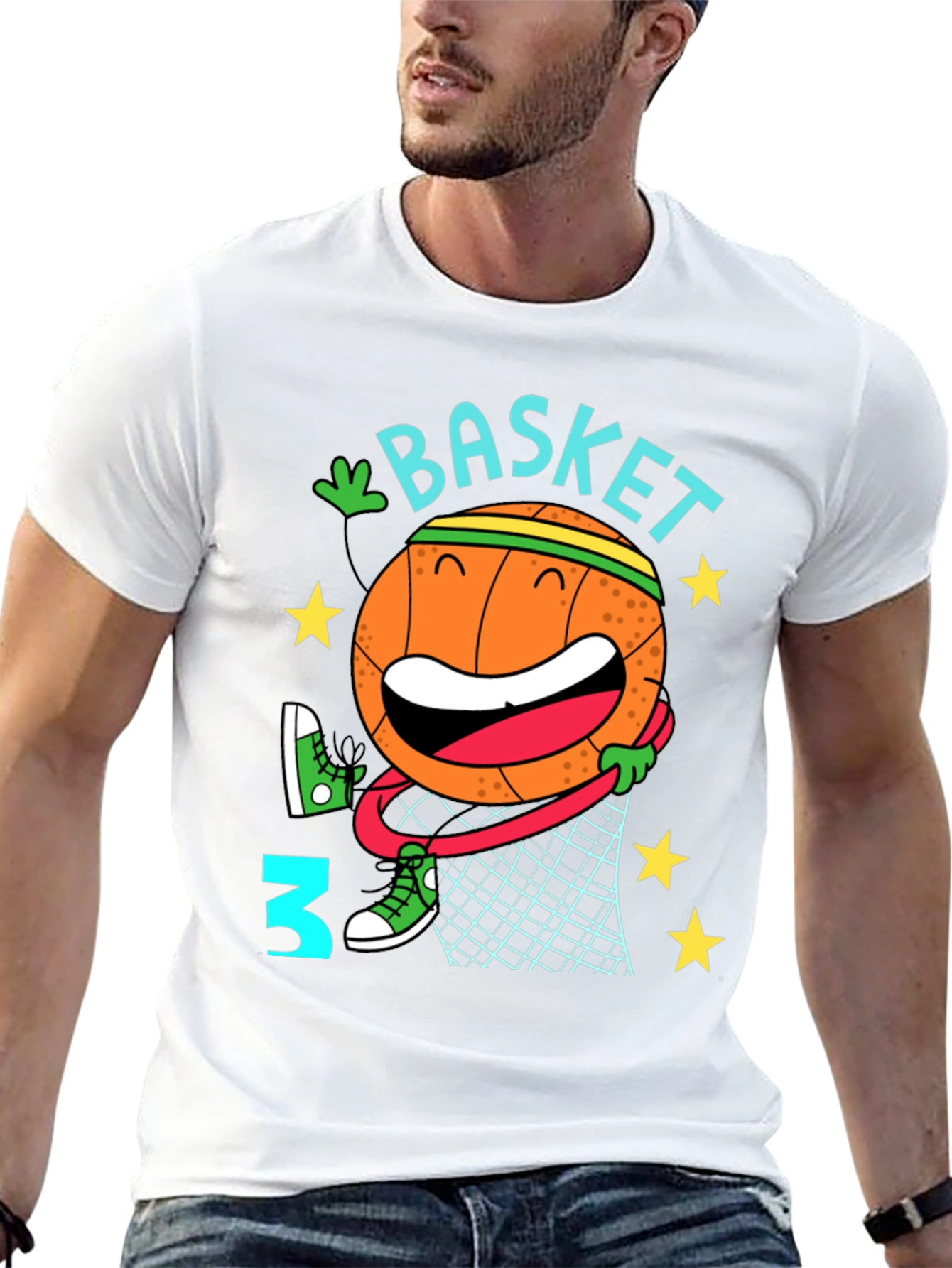 Black Basketball Cartoon Graphic T-Shirt view 13