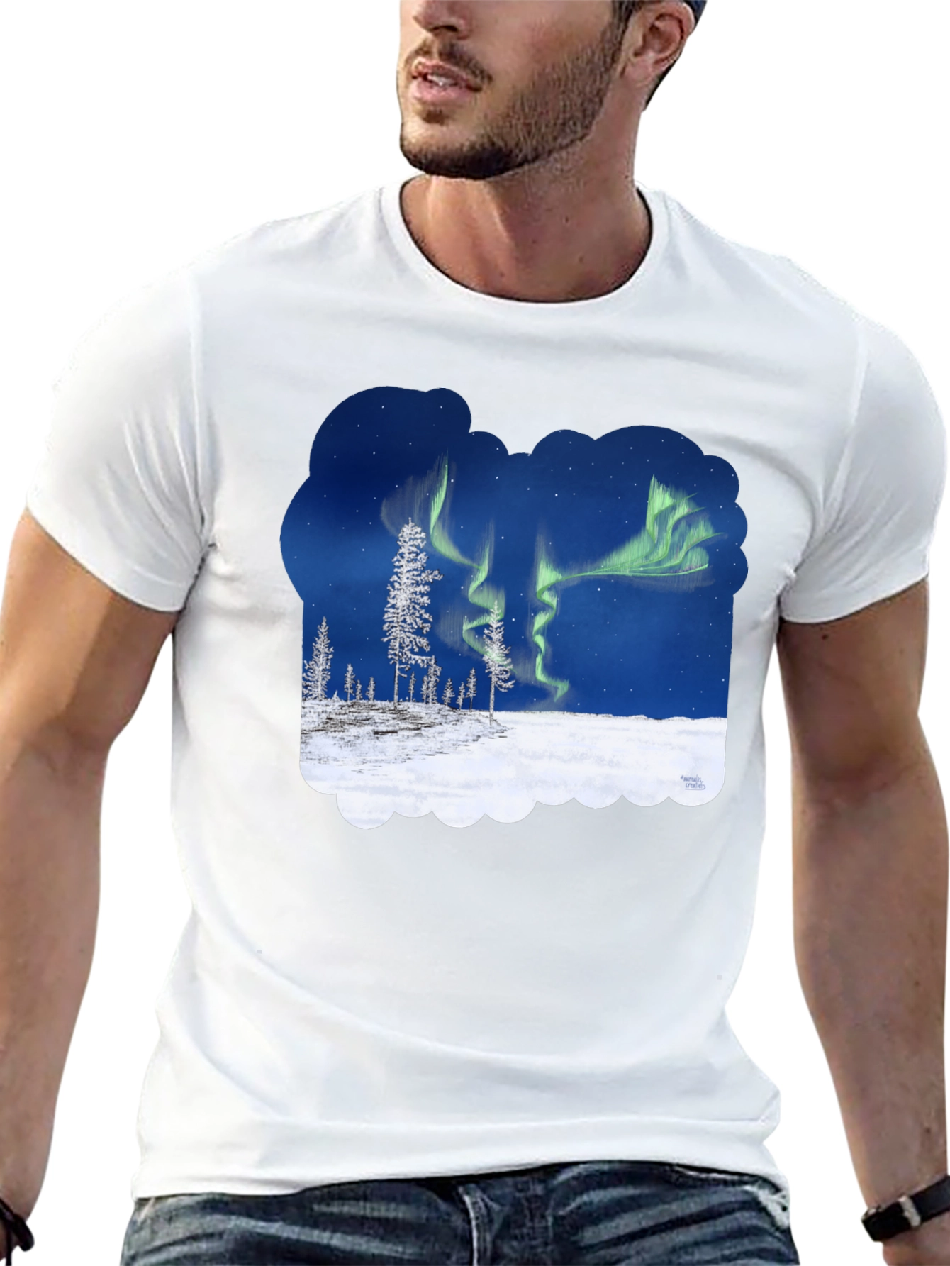Black Aurora Borealis Graphic T-Shirt - Northern Lights Tee view 13