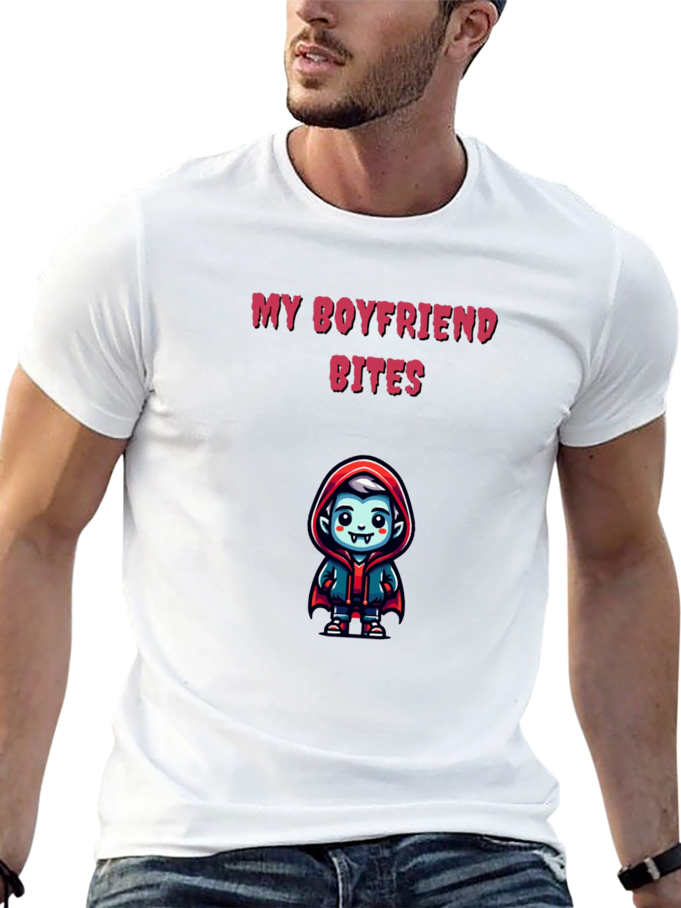 Black My Boyfriend Bites T-Shirt view 13