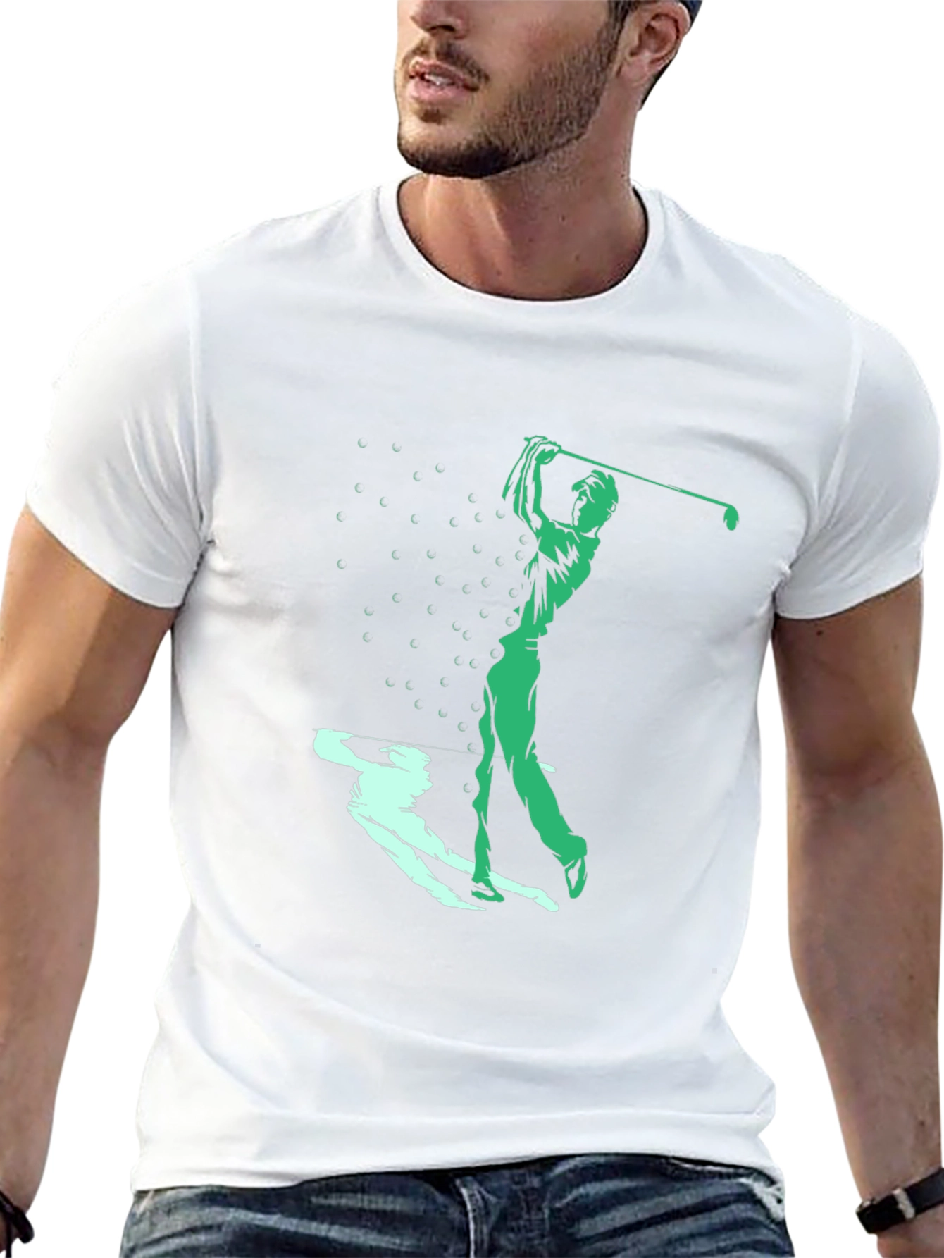 Black Golf Swing Graphic Tee - Black Cotton Blend view 13