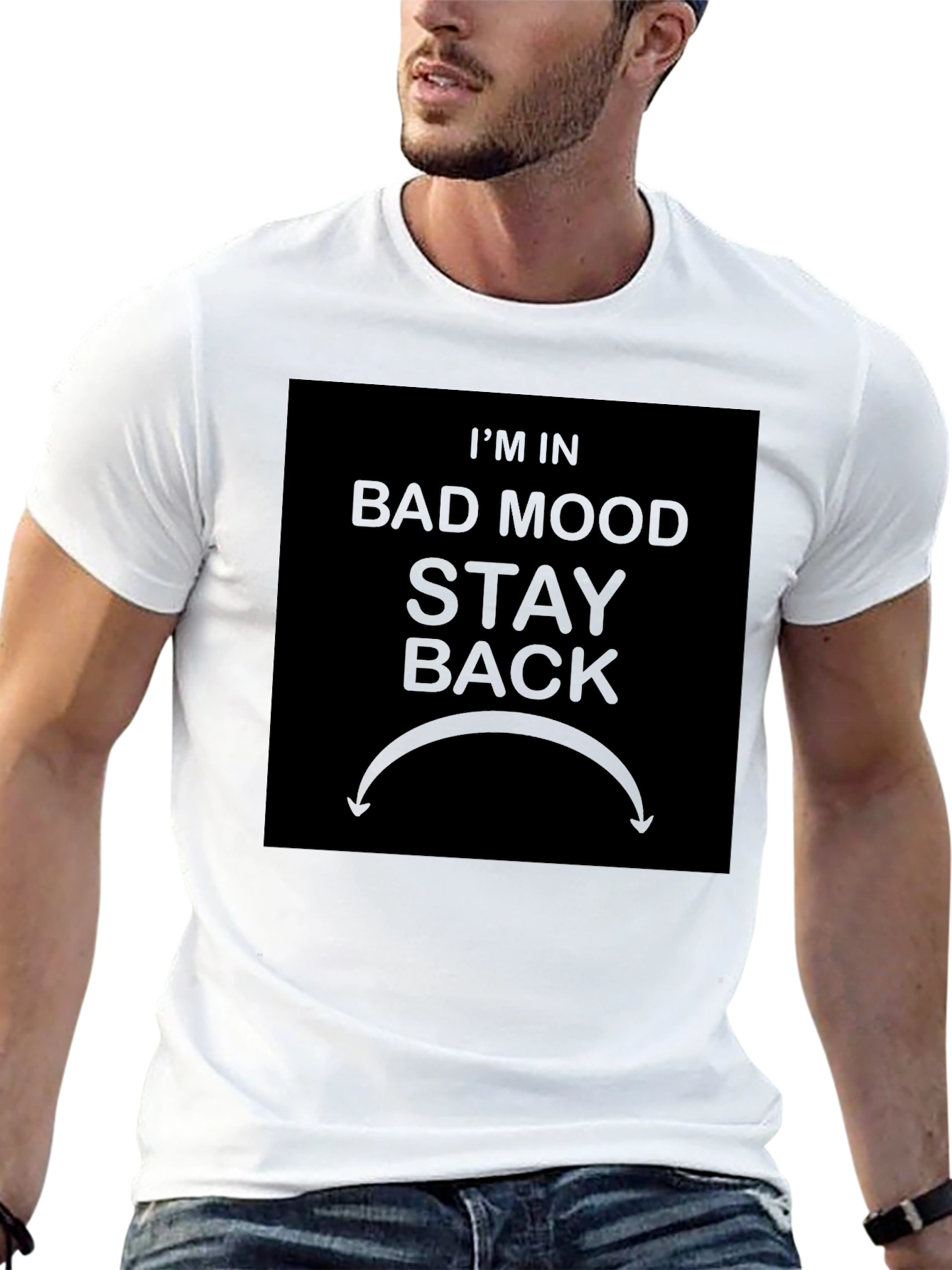 Black Bad Mood Stay Back Graphic T-Shirt - Funny Warning Tee view 13