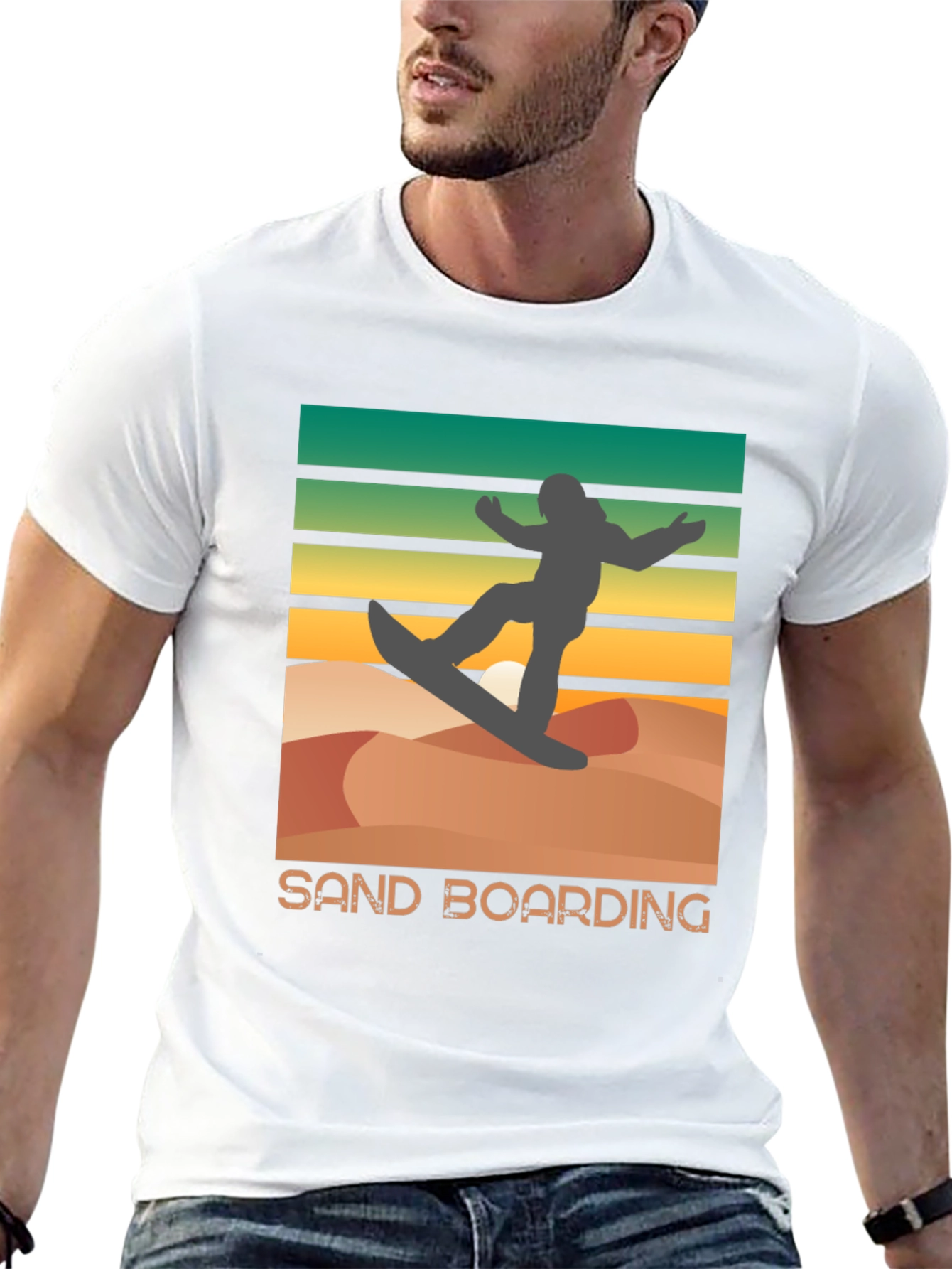 Black Sand Boarding Retro T-Shirt, Desert Fun Tee view 13