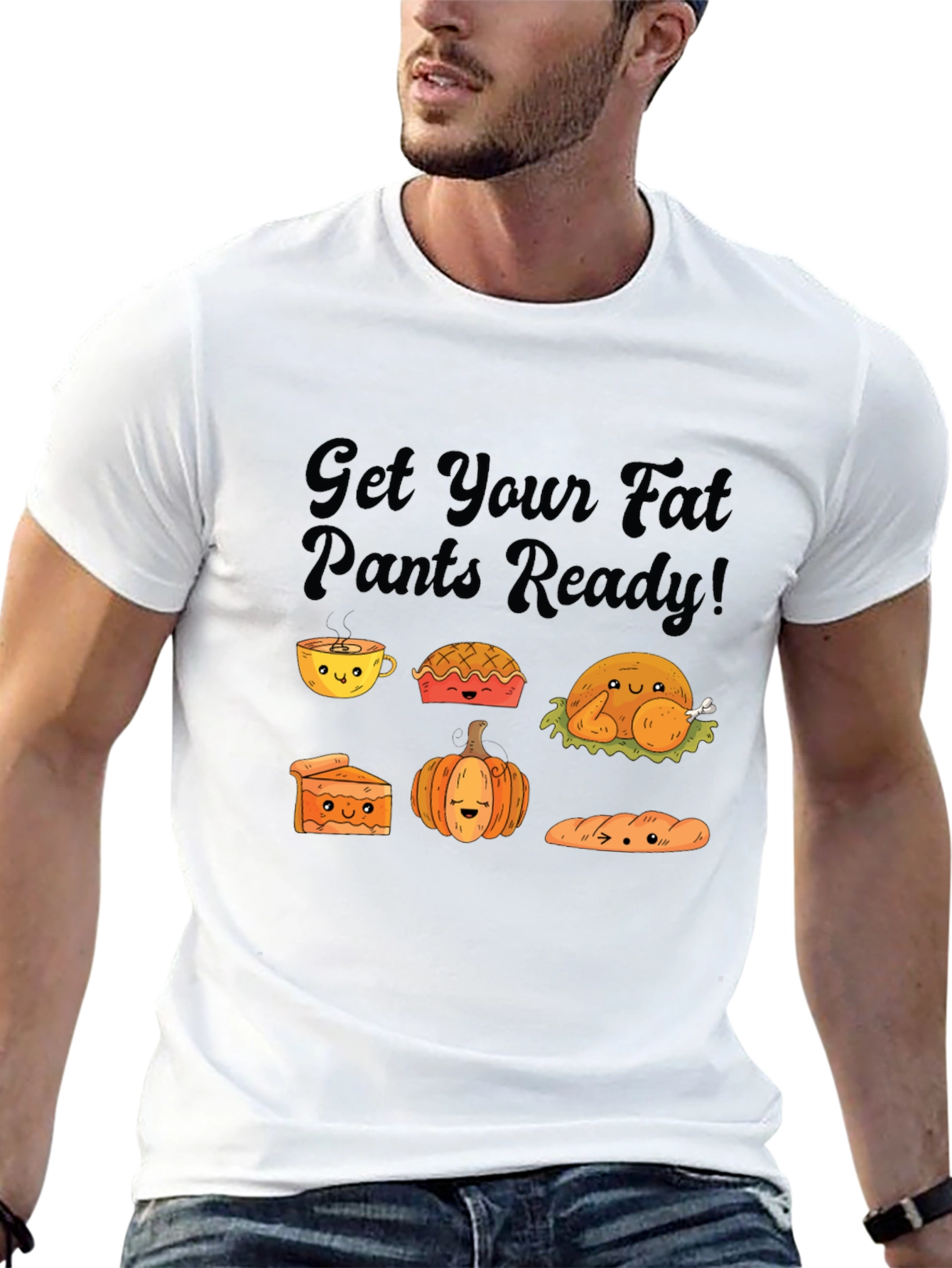 Black Thanksgiving Fat Pants Ready Black T-Shirt view 13