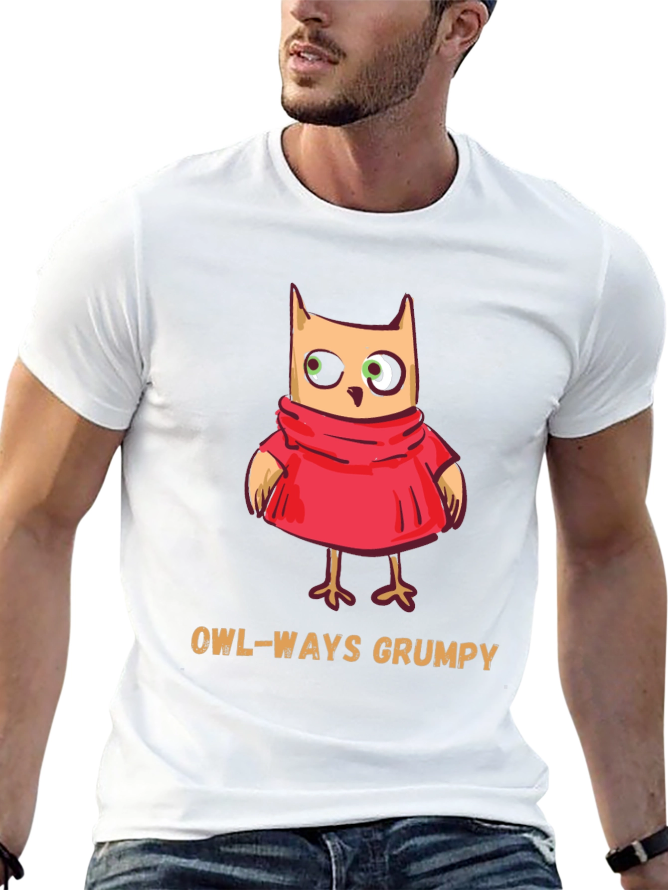 Black Owl-Ways Grumpy T-Shirt - Funny Cartoon Owl Tee view 13
