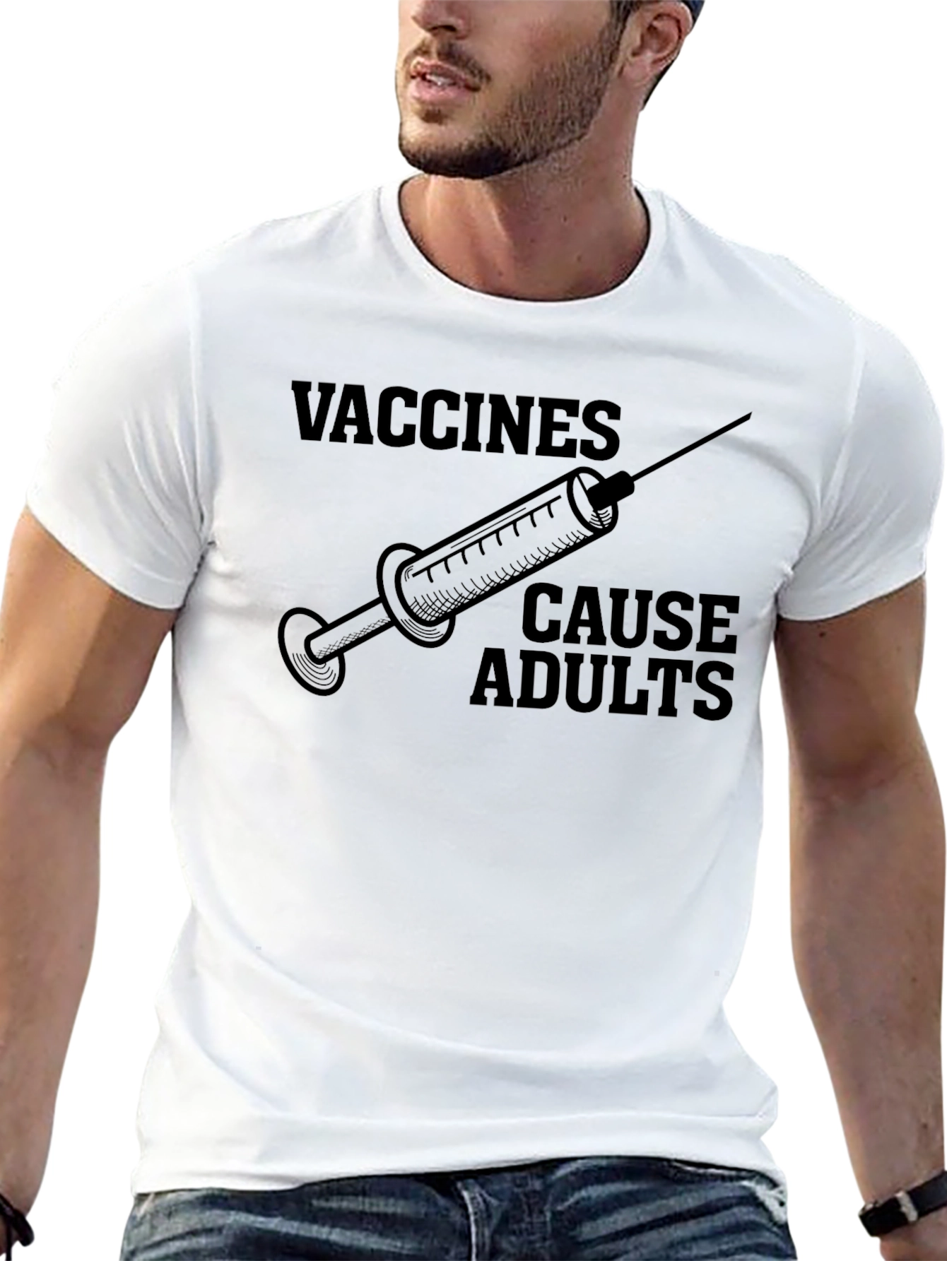 Black Vaccines Cause Adults Graphic Tee view 13