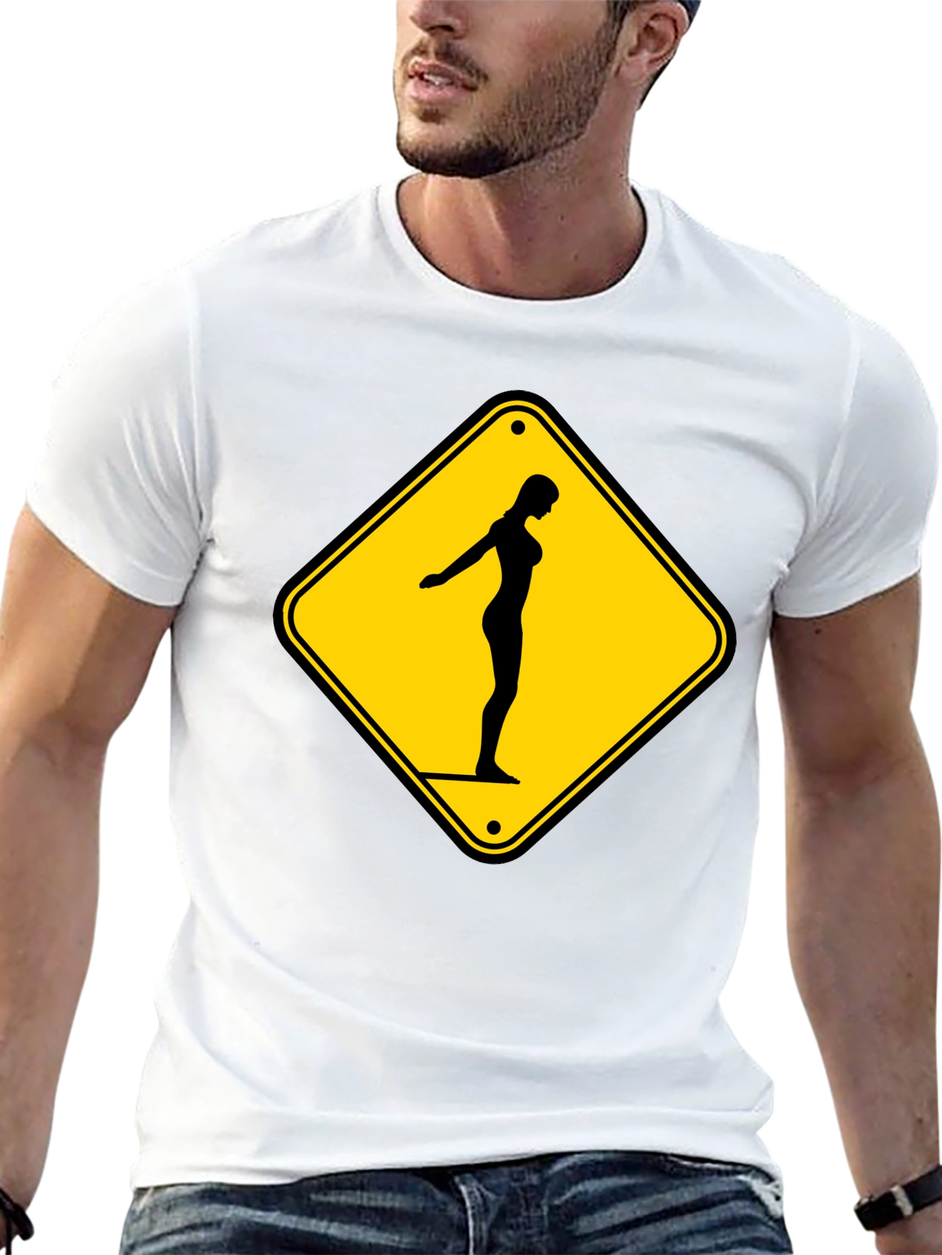 Black Caution Diver Ahead Black T-Shirt view 13