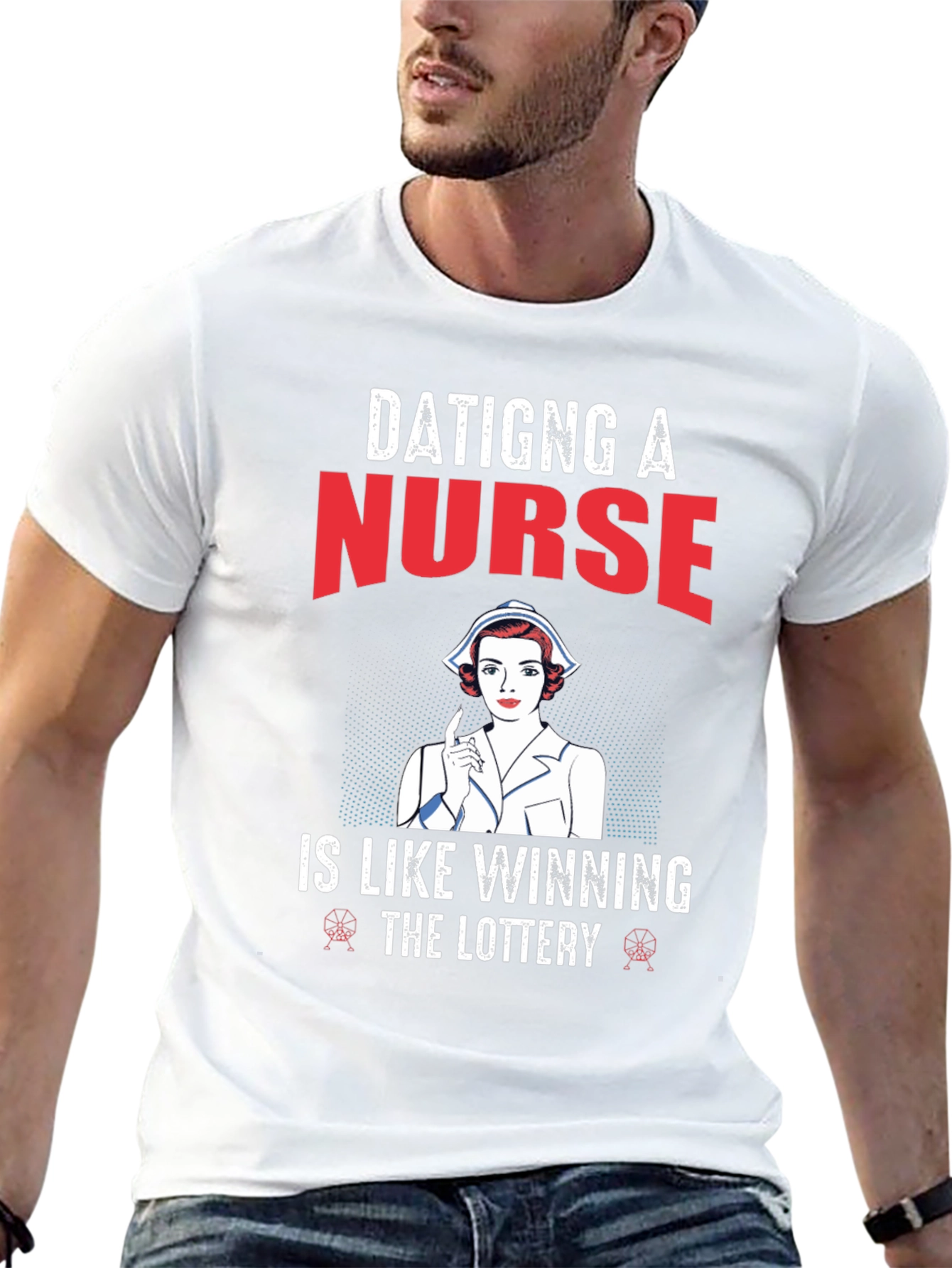 Black Dating a Nurse T-Shirt view 13