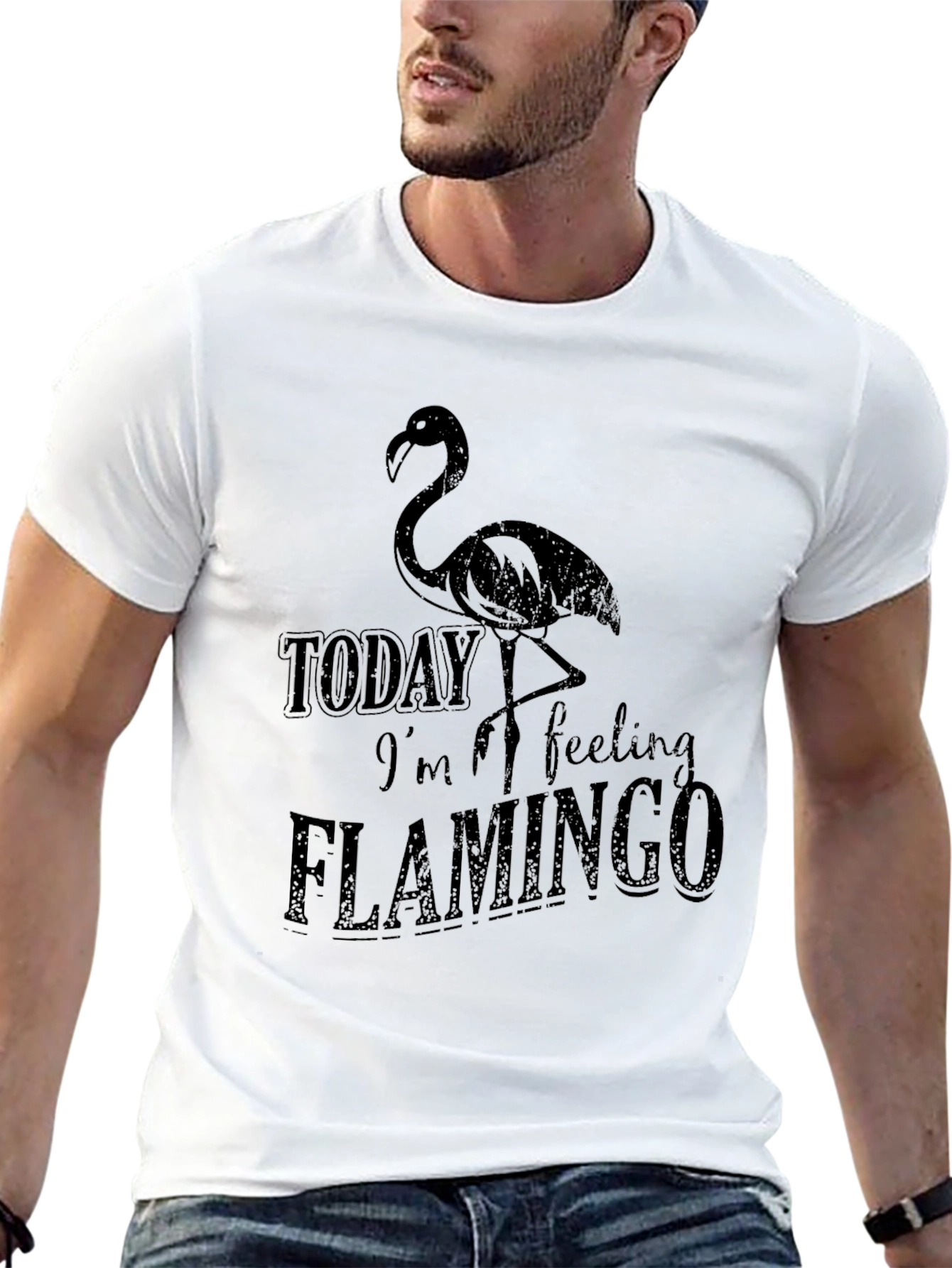 Black Today I'm Feeling Flamingo Black T-Shirt view 13
