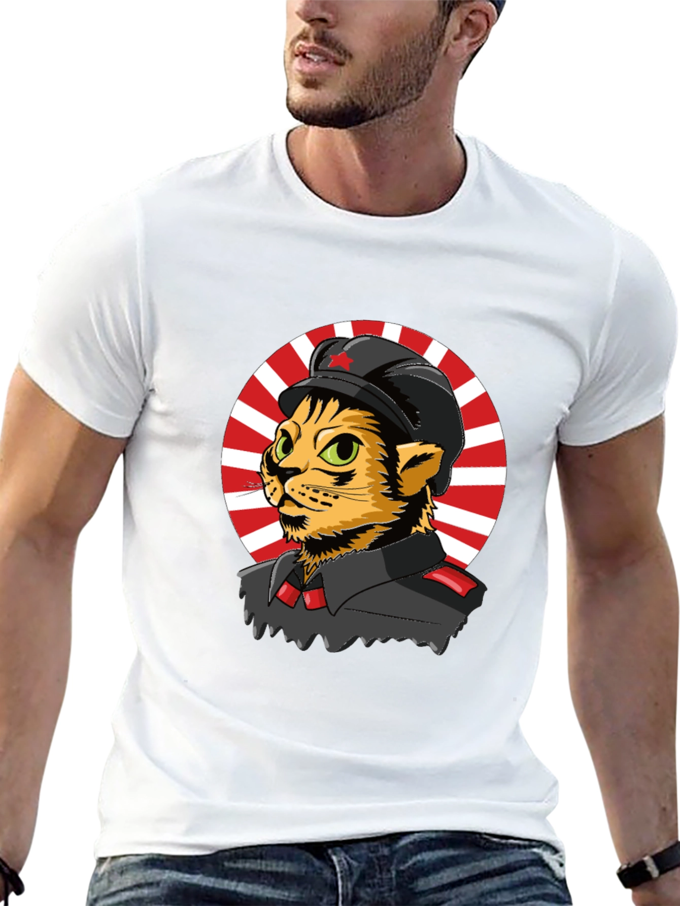 Black Communist Cat T-Shirt - Unique Graphic Tee view 13