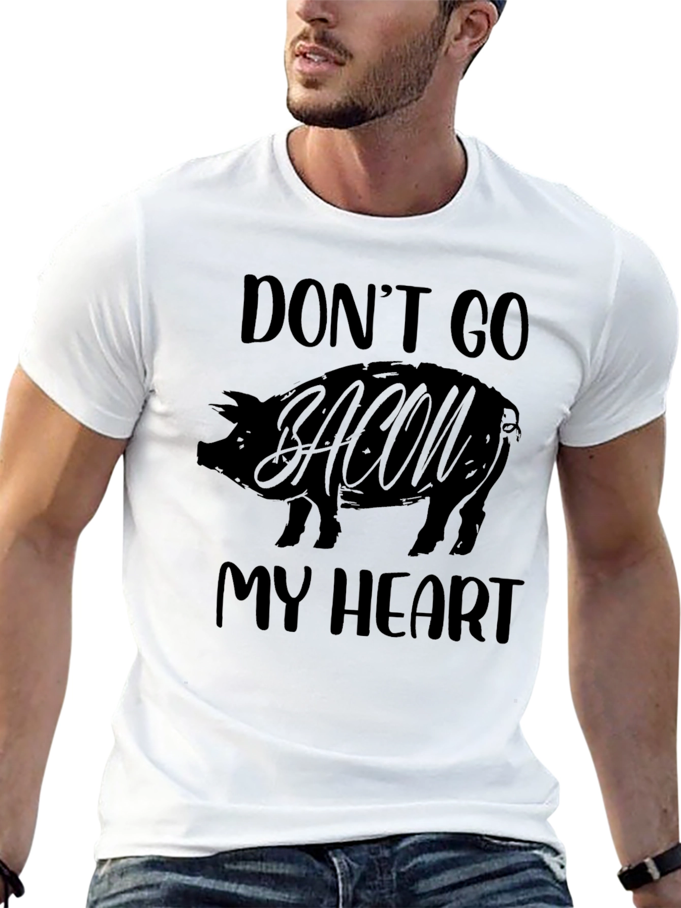 Black Don't Go Bacon My Heart Black T-Shirt view 13