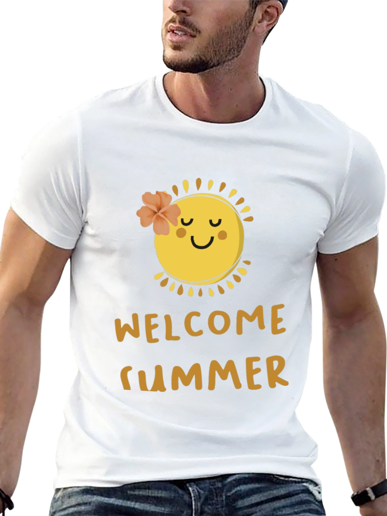 Black Welcome Summer Black T-Shirt with Sun Design view 13