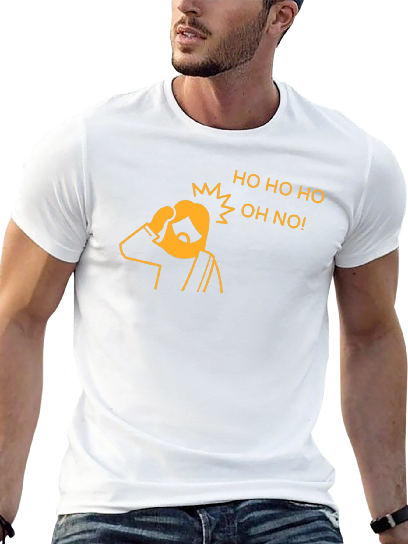 Black Funny Christmas 'Ho Ho Ho Oh No' Graphic T-Shirt view 13