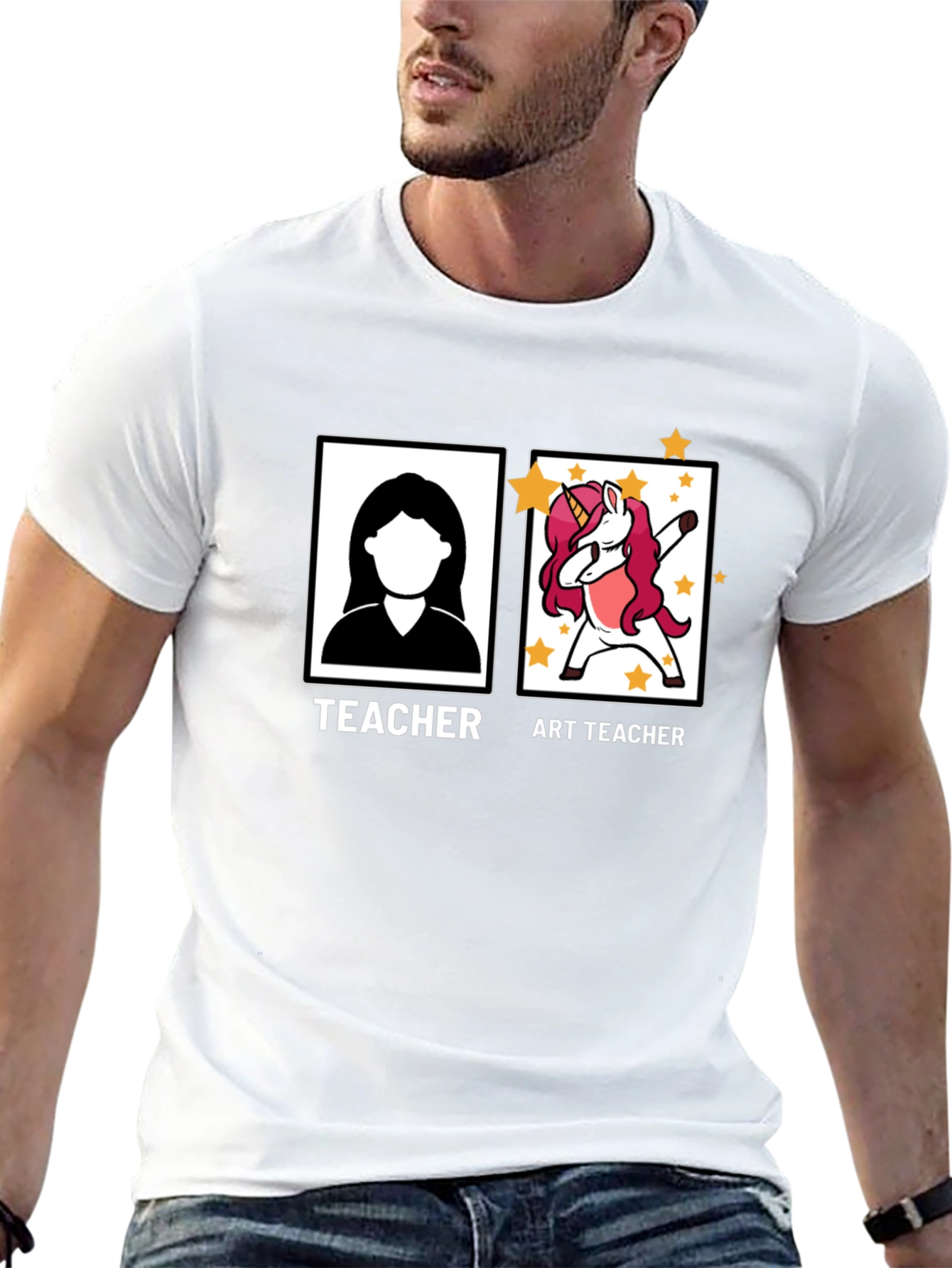 Black Art Teacher Unicorn Black T-Shirt view 13
