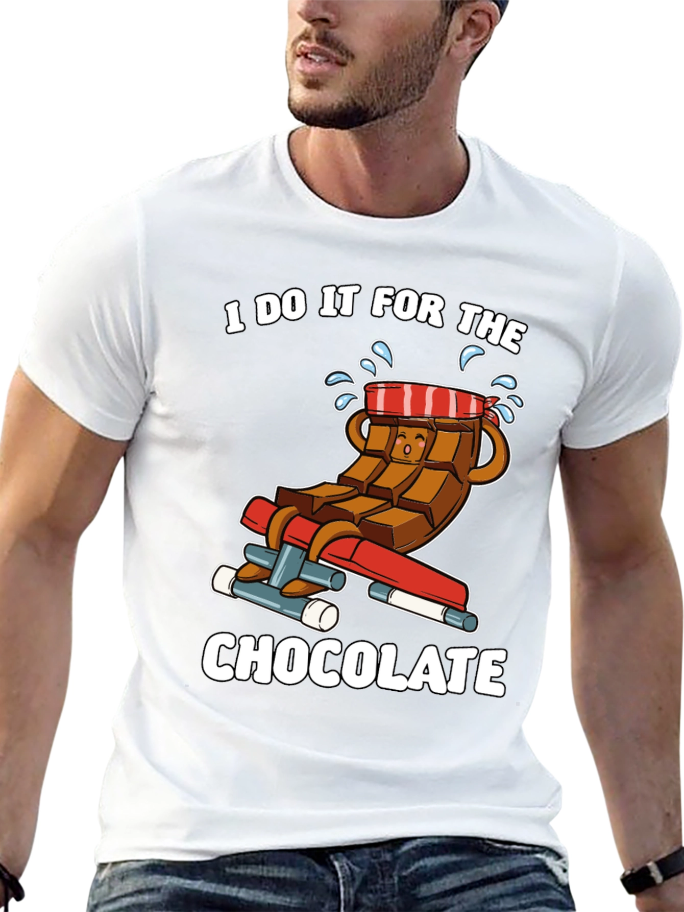 Black Chocolate Gym Workout T-Shirt - "I Do It For The Chocolate" view 13