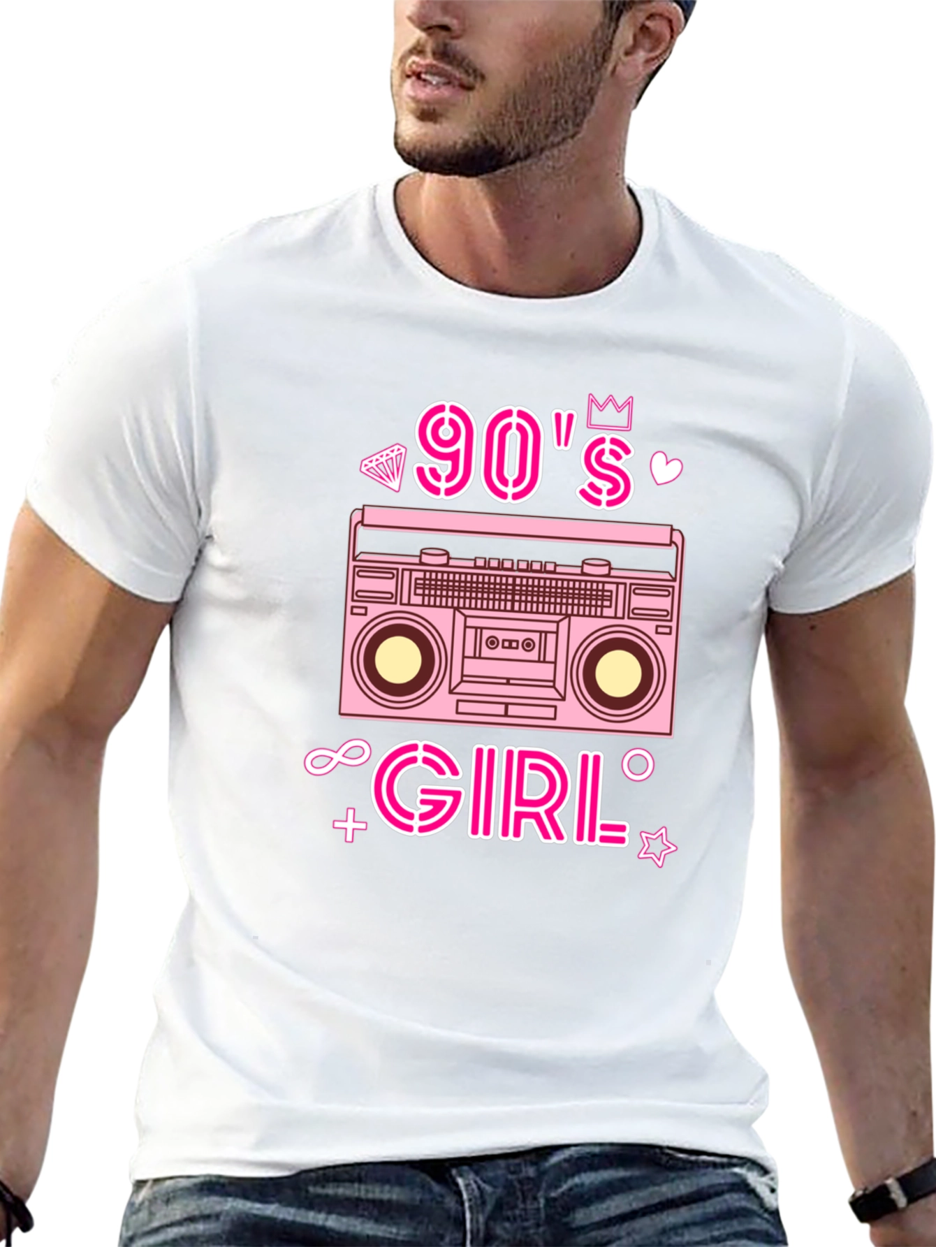 Black 90s Girl Retro Boombox Graphic Tee - Black T-Shirt view 13