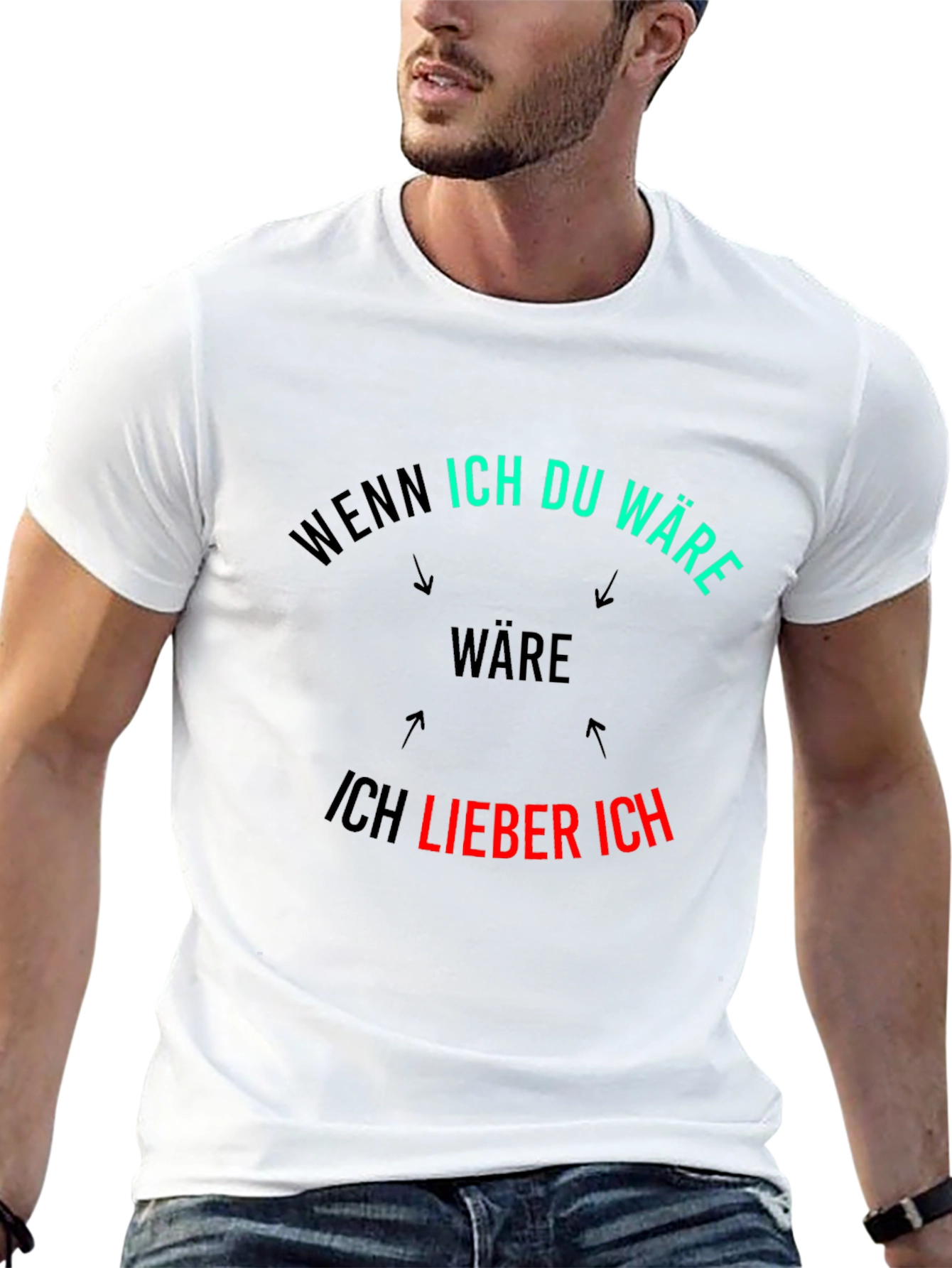 Black Wenn Ich Du Ware Mens Black T-Shirt view 13