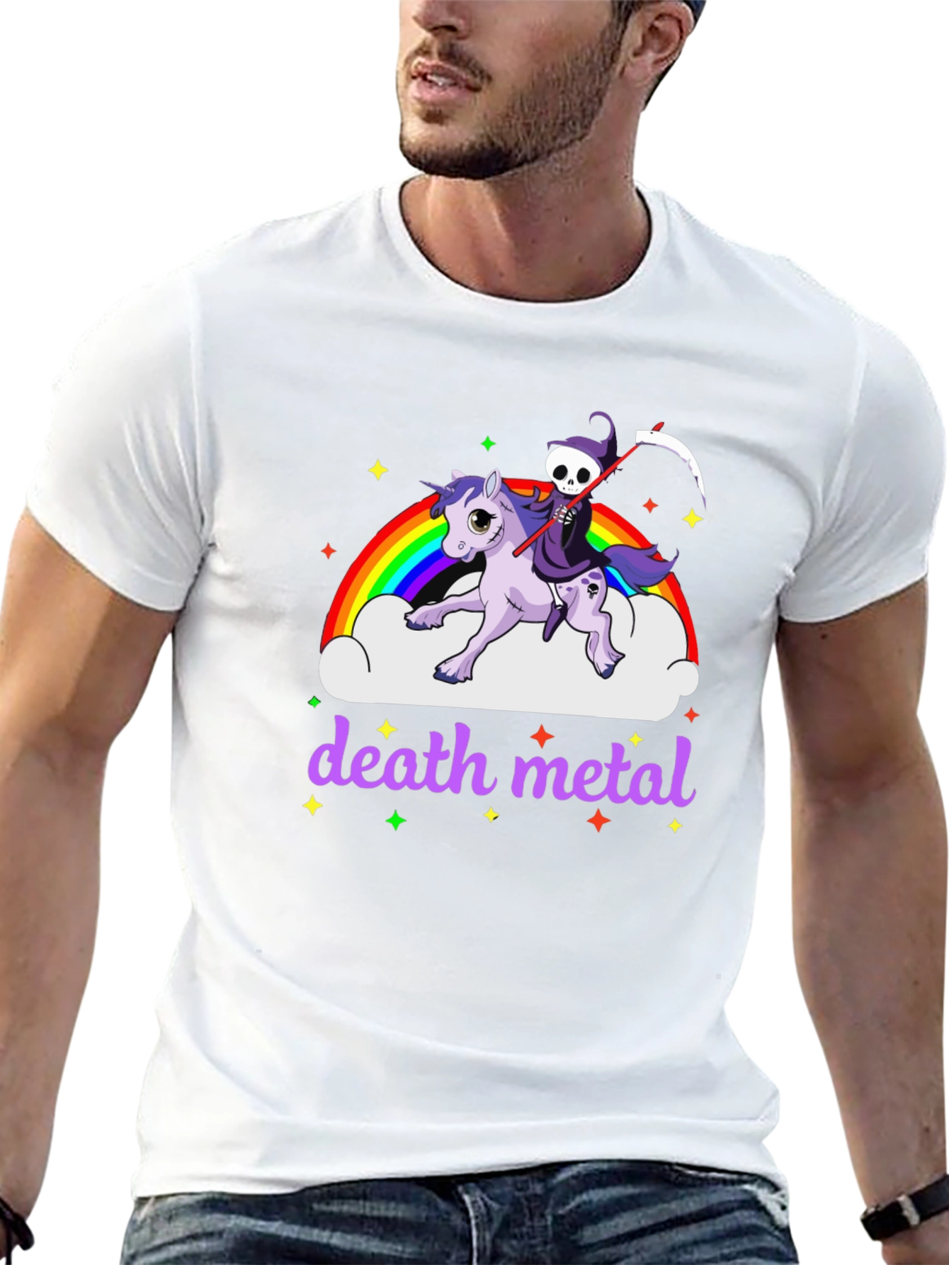 Black Death Metal Unicorn T-Shirt view 13
