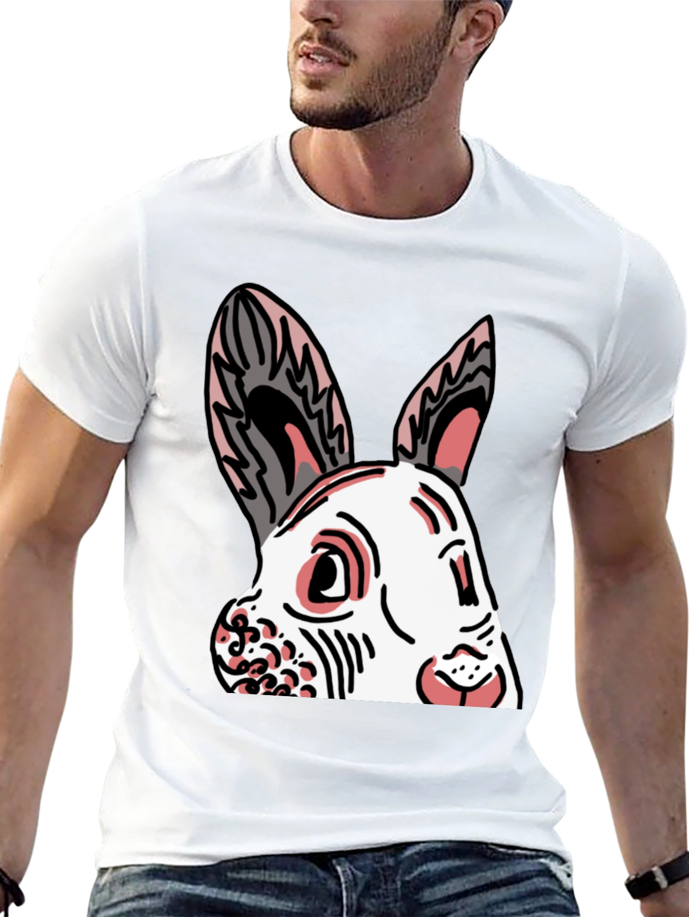 Black Bunny Graphic Tee - Black Cotton Blend Shirt view 13