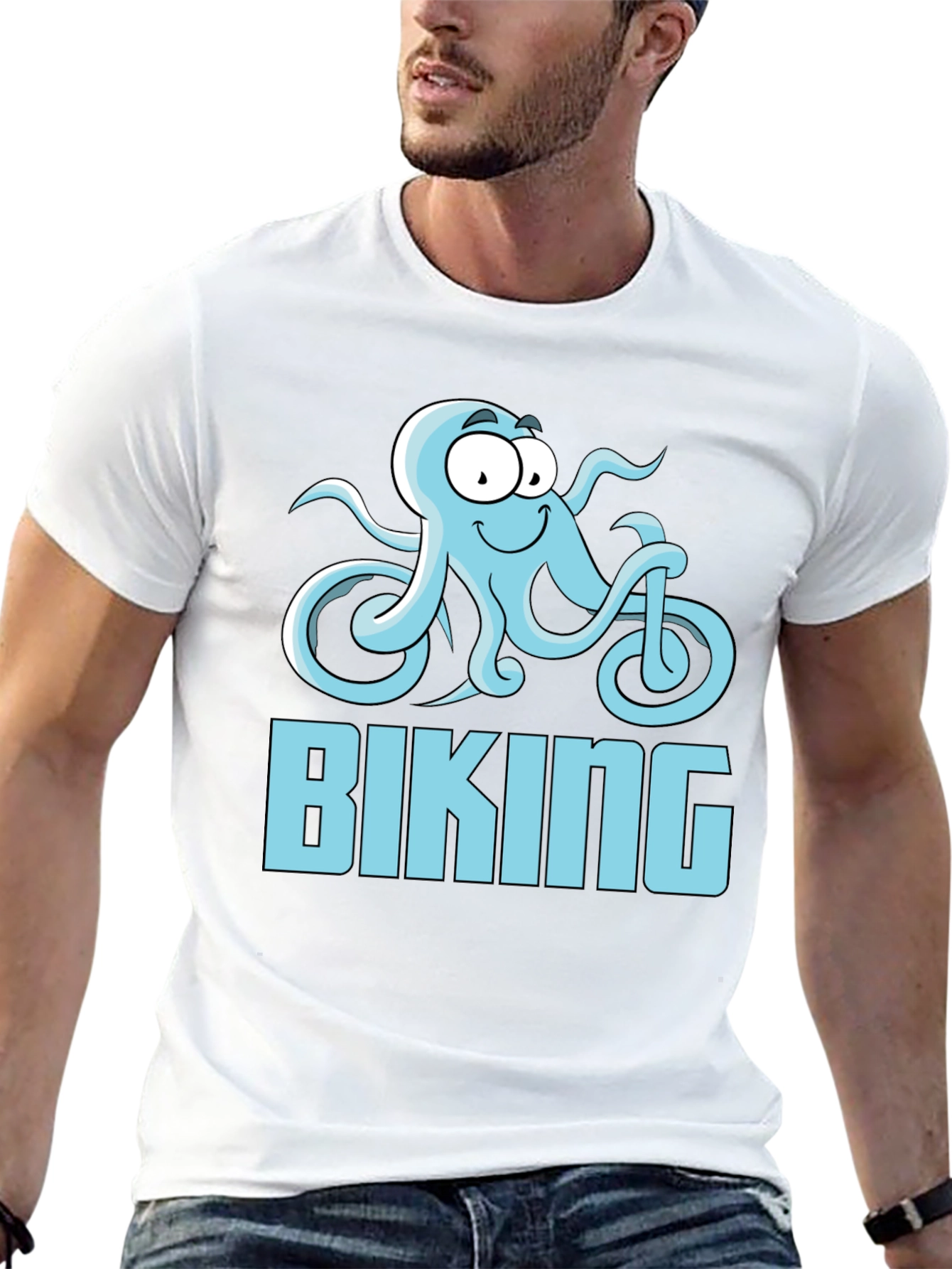 Black Octopus Biking Graphic Tee - Black Cotton T-Shirt view 13