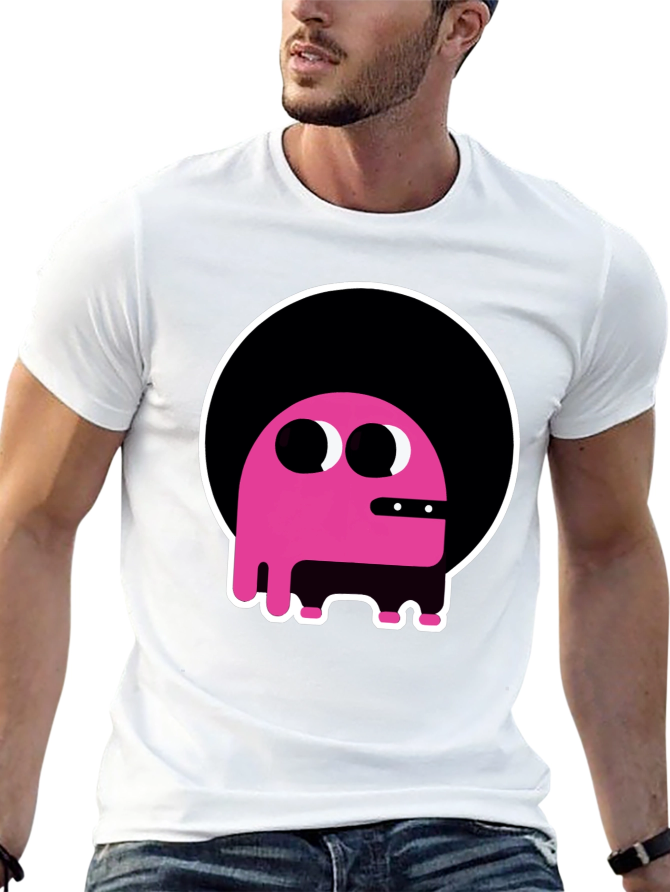 Black Funky Pink Monster Graphic T-Shirt view 13
