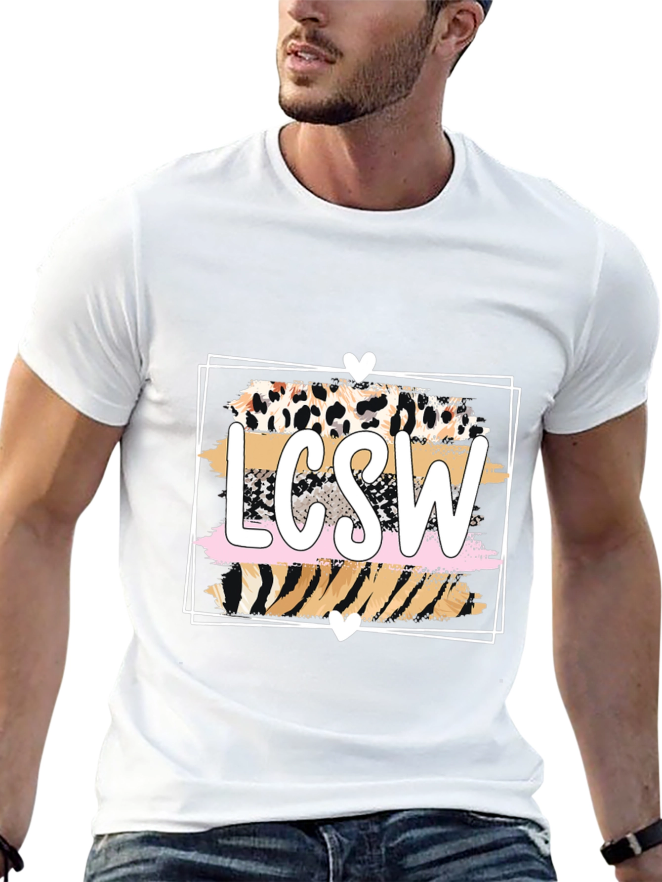 Black LCSW Leopard Print Graphic T-Shirt view 13