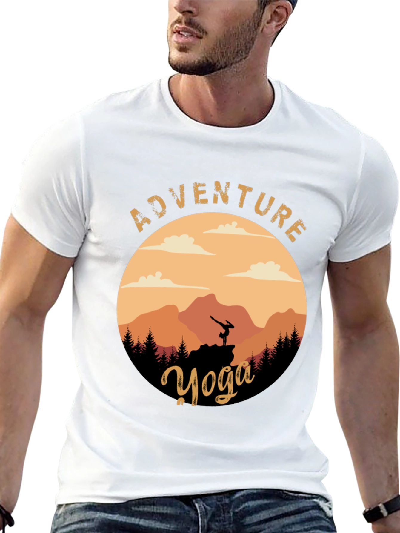 Black Adventure Yoga Graphic Tee - Nature & Fitness view 13