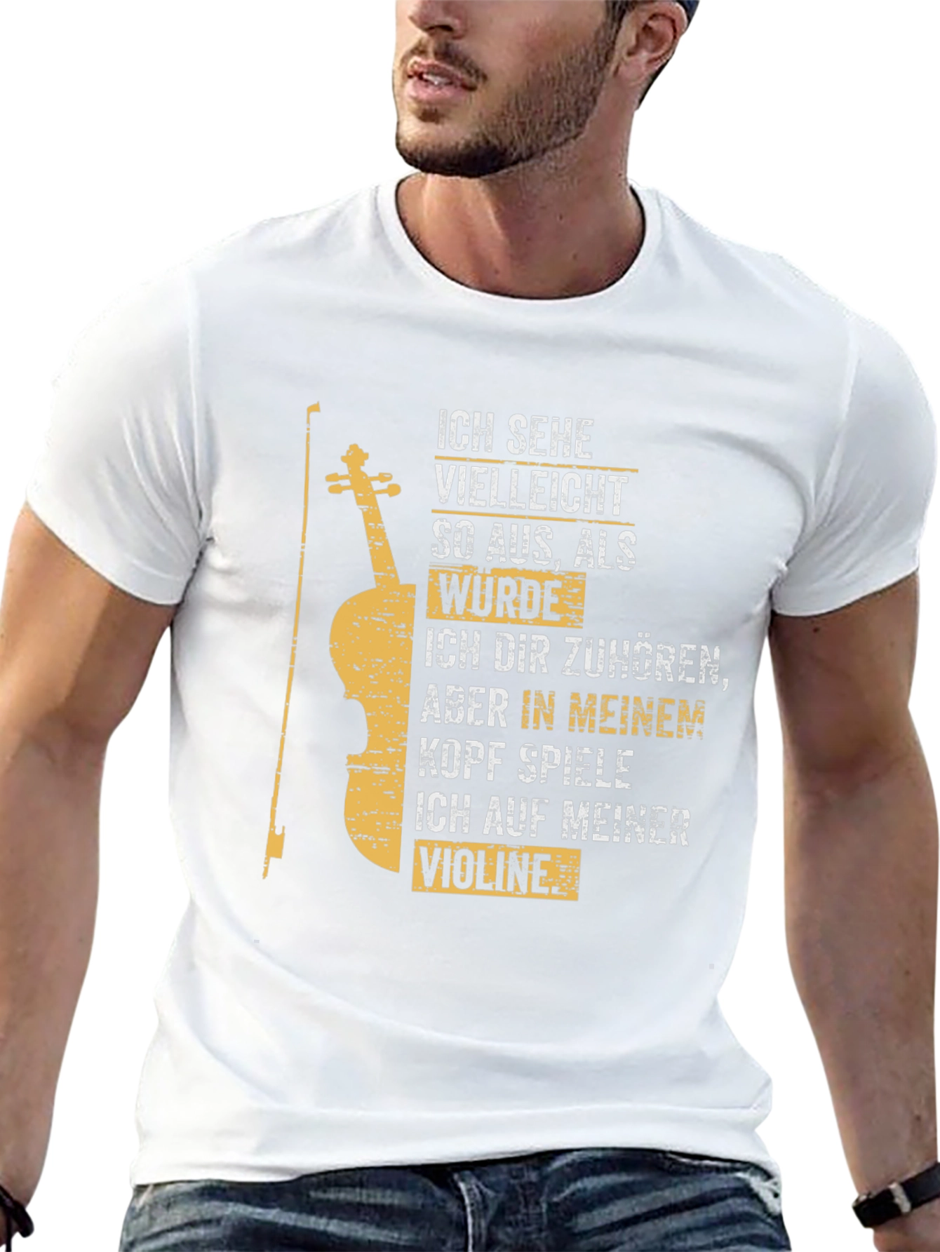 Black Violin Player T-Shirt - German Text view 13