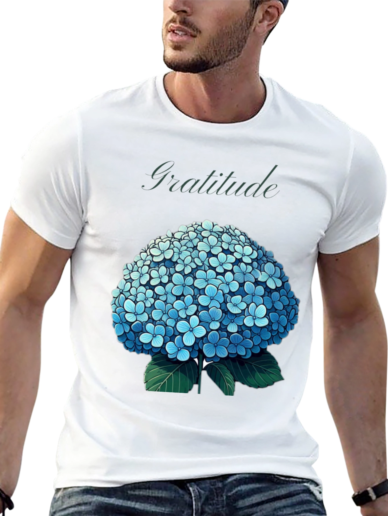 Black Gratitude Hydrangea Graphic Tee - Black view 13