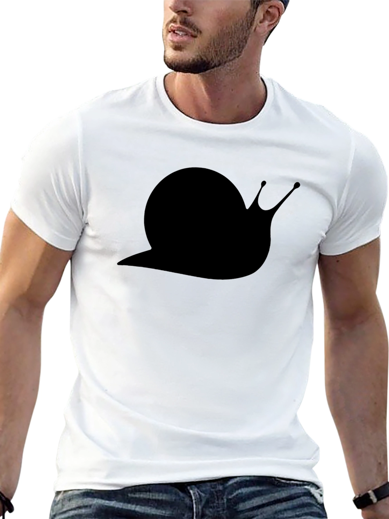 Black Snail Graphic Tee - Black Cotton Casual Shirt view 13