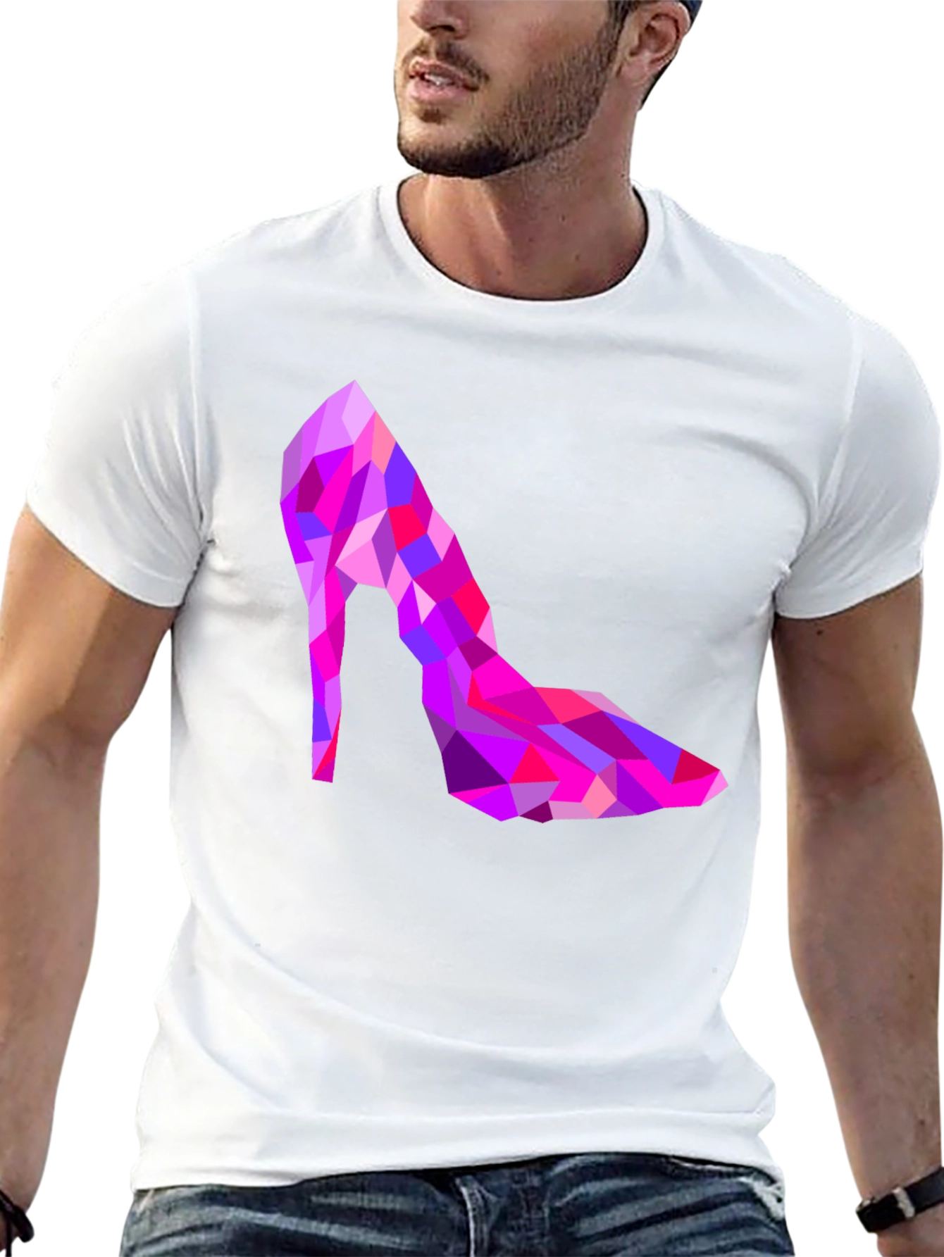 Black Geometric High Heel T-Shirt view 13