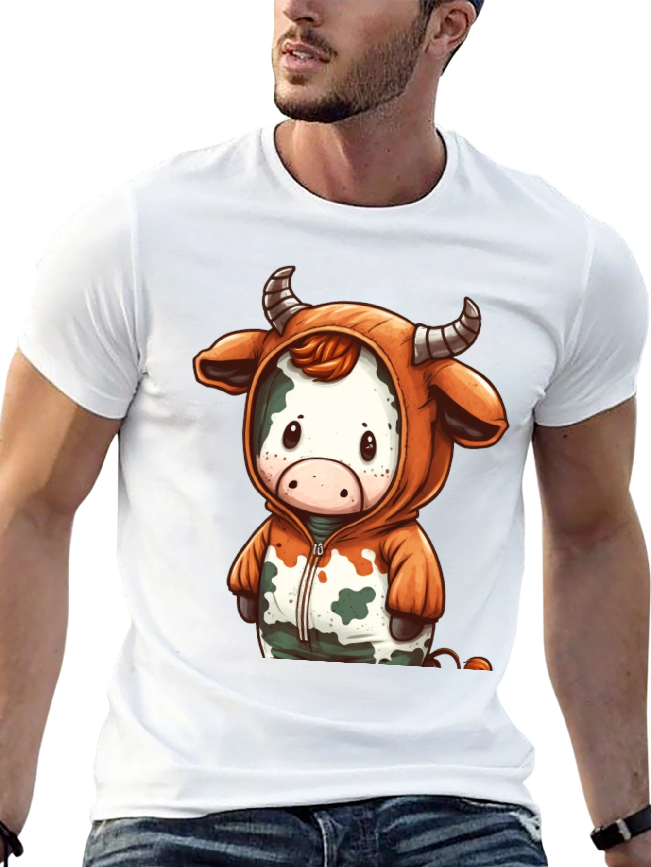 Black Cute Cow Hoodie T-Shirt view 13