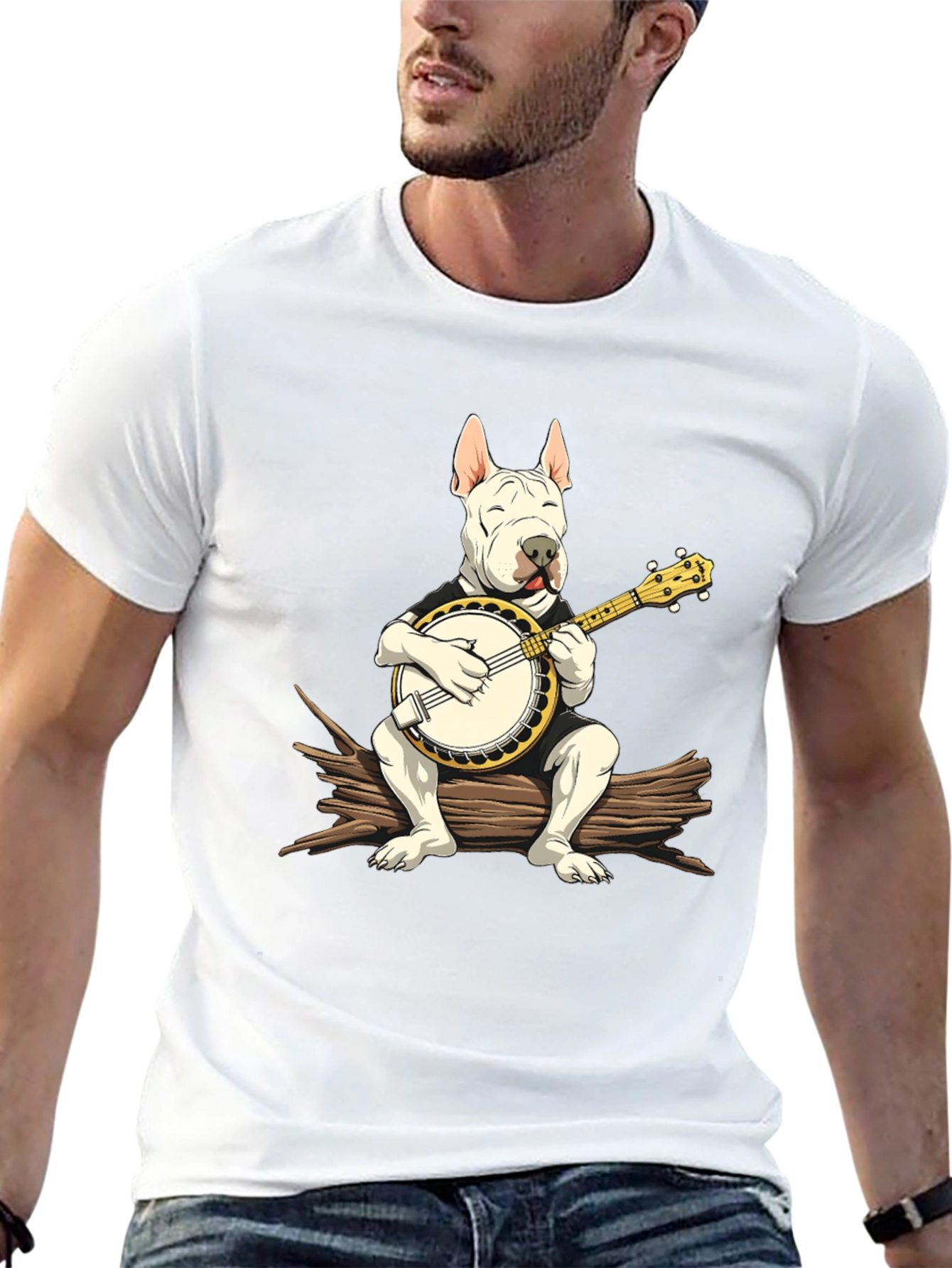 Black Dog Playing Banjo Graphic T-Shirt view 13