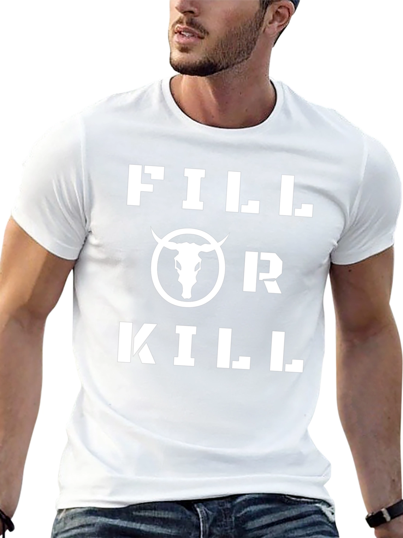 Black Fill or Kill Bull Graphic Black T-Shirt view 13