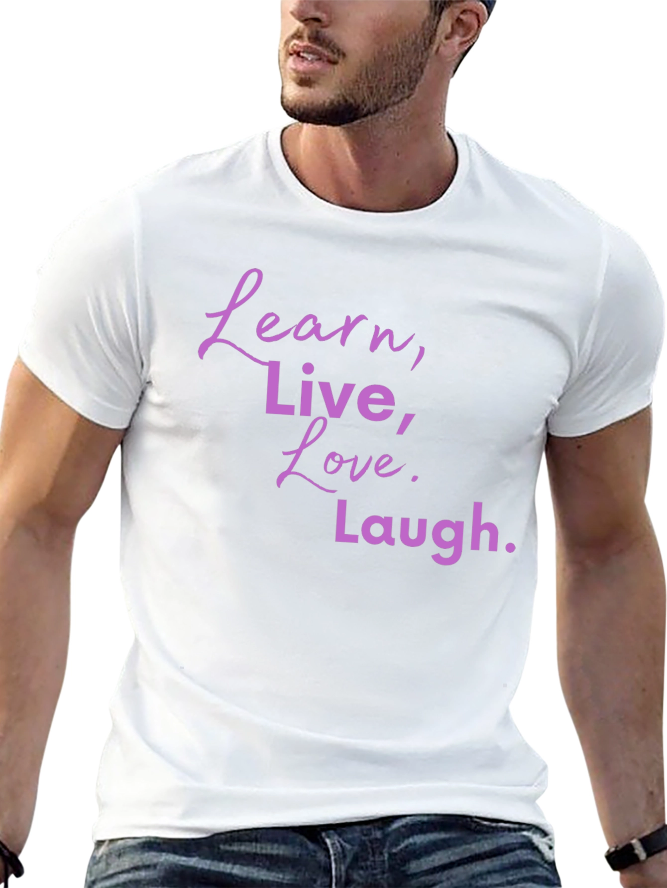 Black Learn Live Love Laugh Graphic Tee - Black Casual T-Shirt view 13