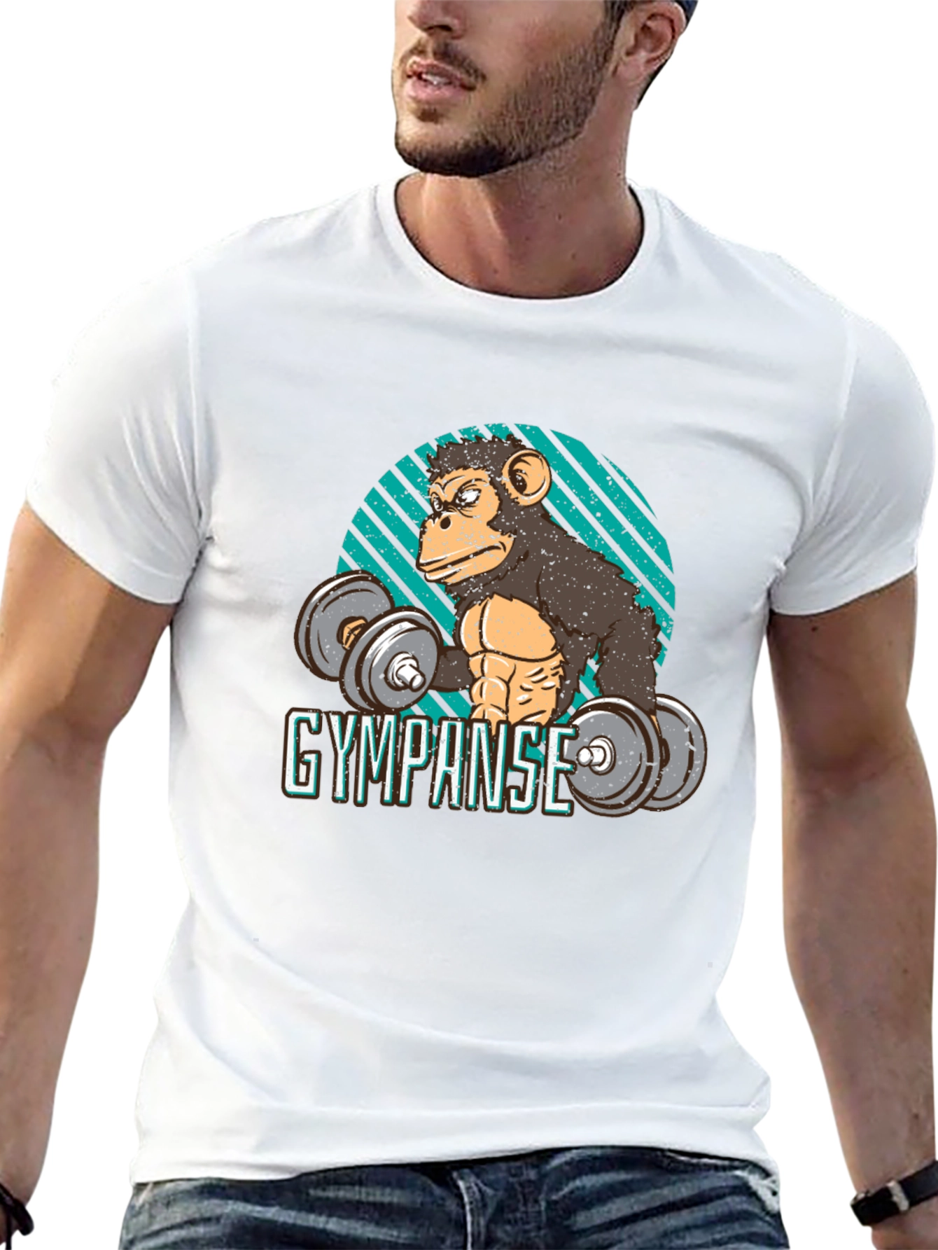Black Gympanse Workout T-Shirt - Funny Gym Ape Tee view 13