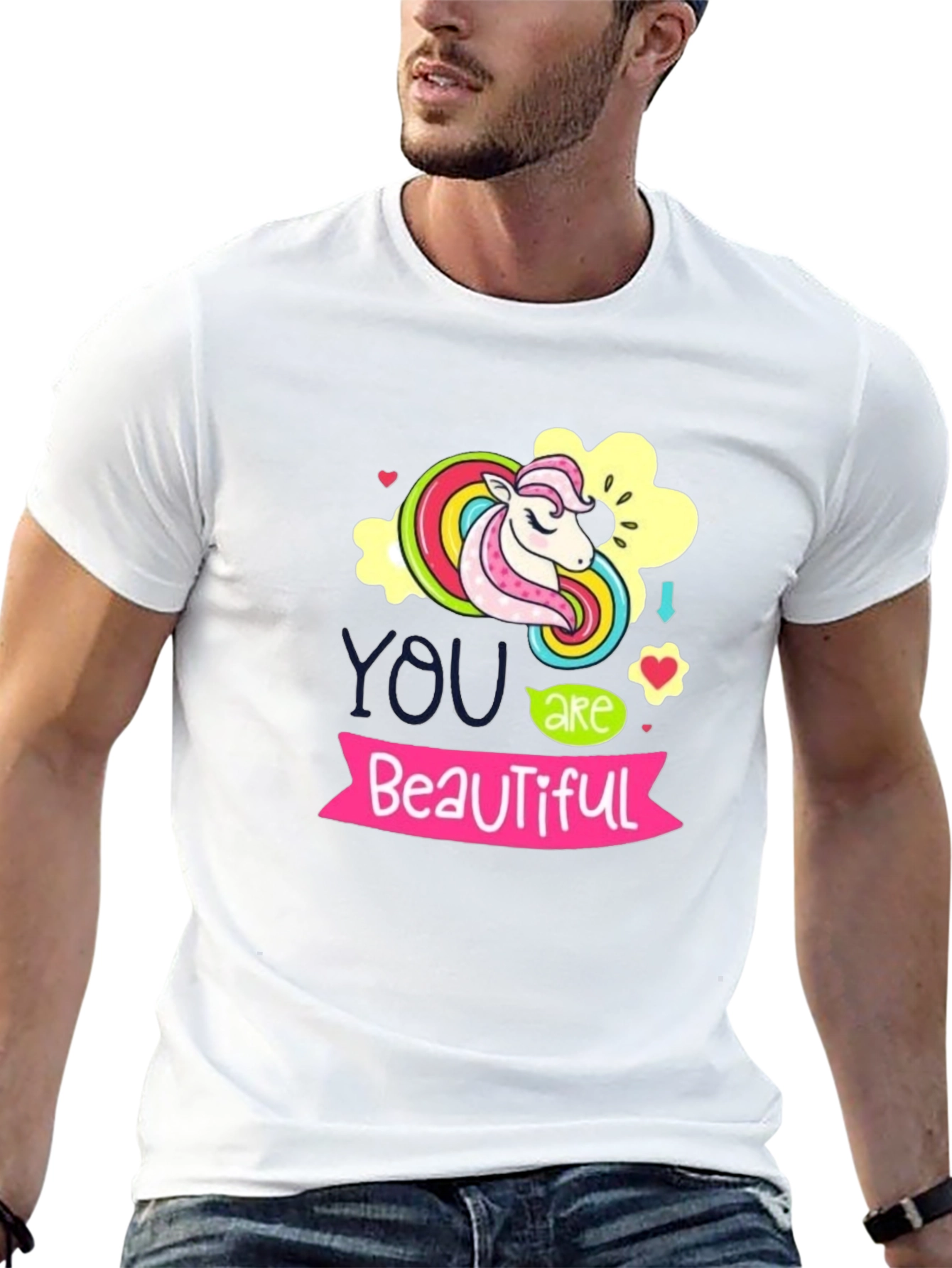 Black Unicorn "You are Beautiful" Black T-Shirt view 13
