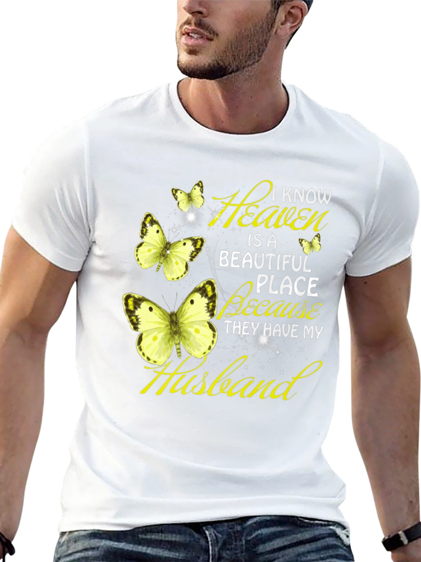 Black Heaven Husband Butterfly Graphic Tee view 13