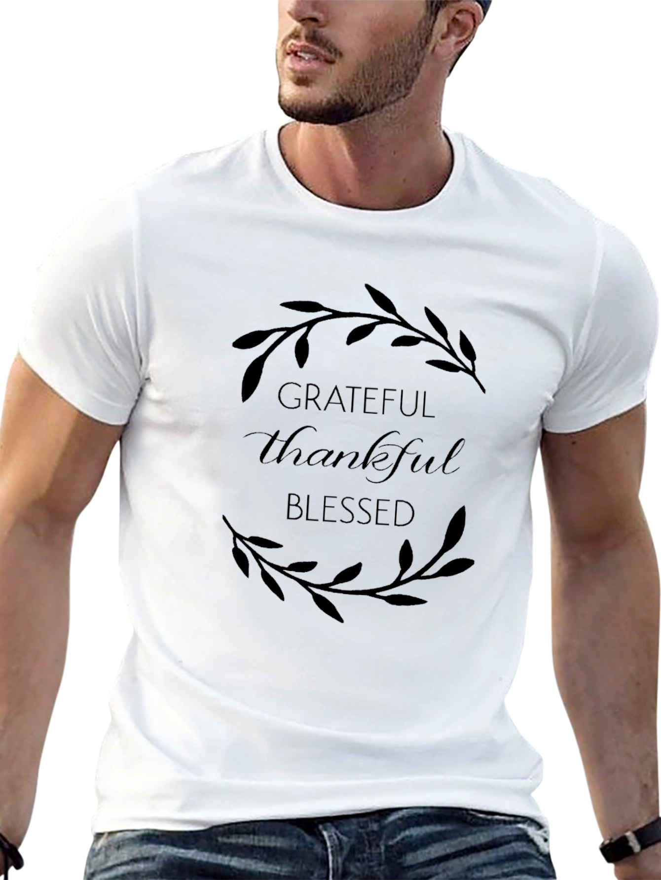 Black Grateful Thankful Blessed Graphic Tee view 13