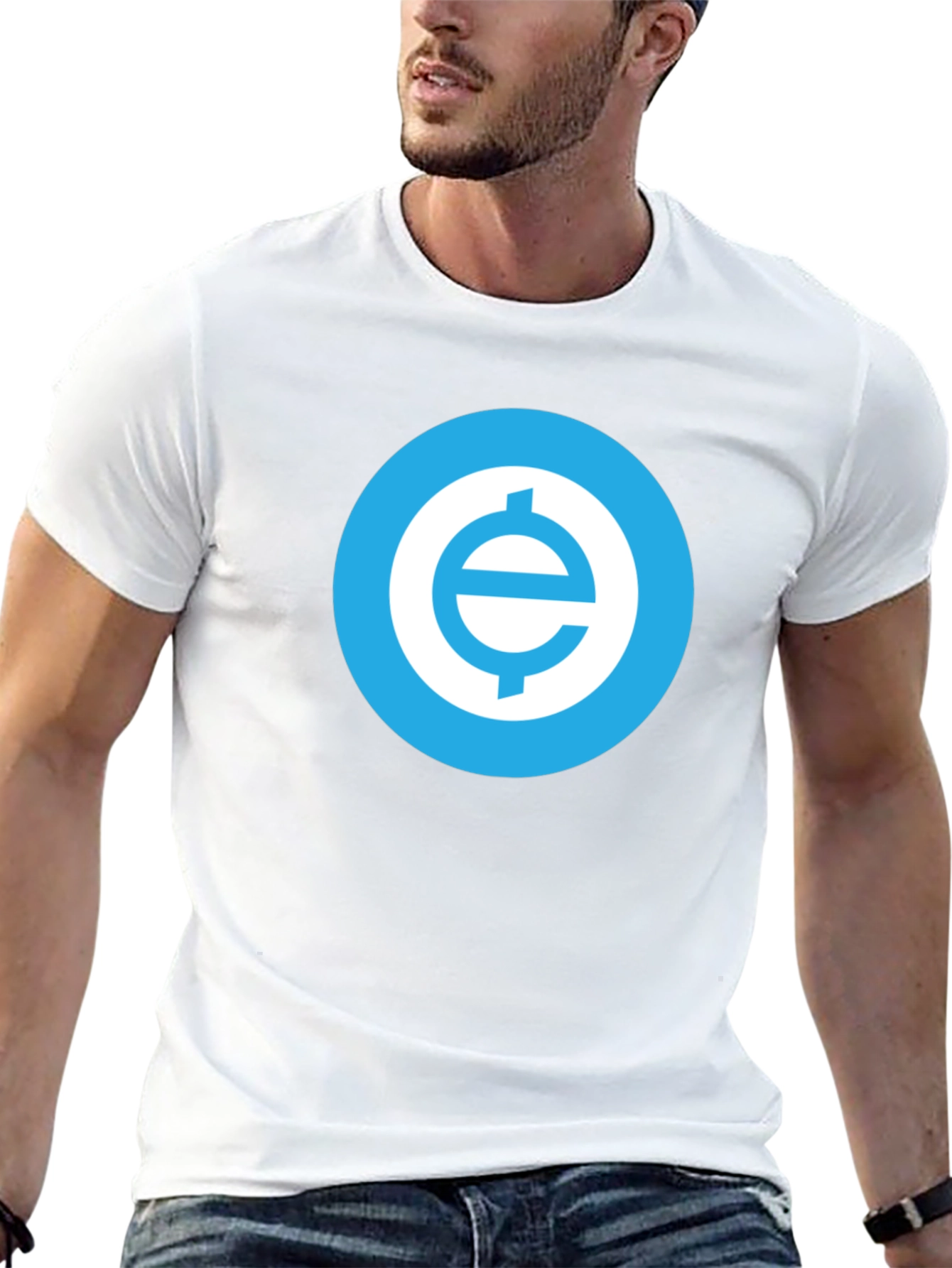 Black Black T-Shirt with Blue Cryptocurrency Logo view 13
