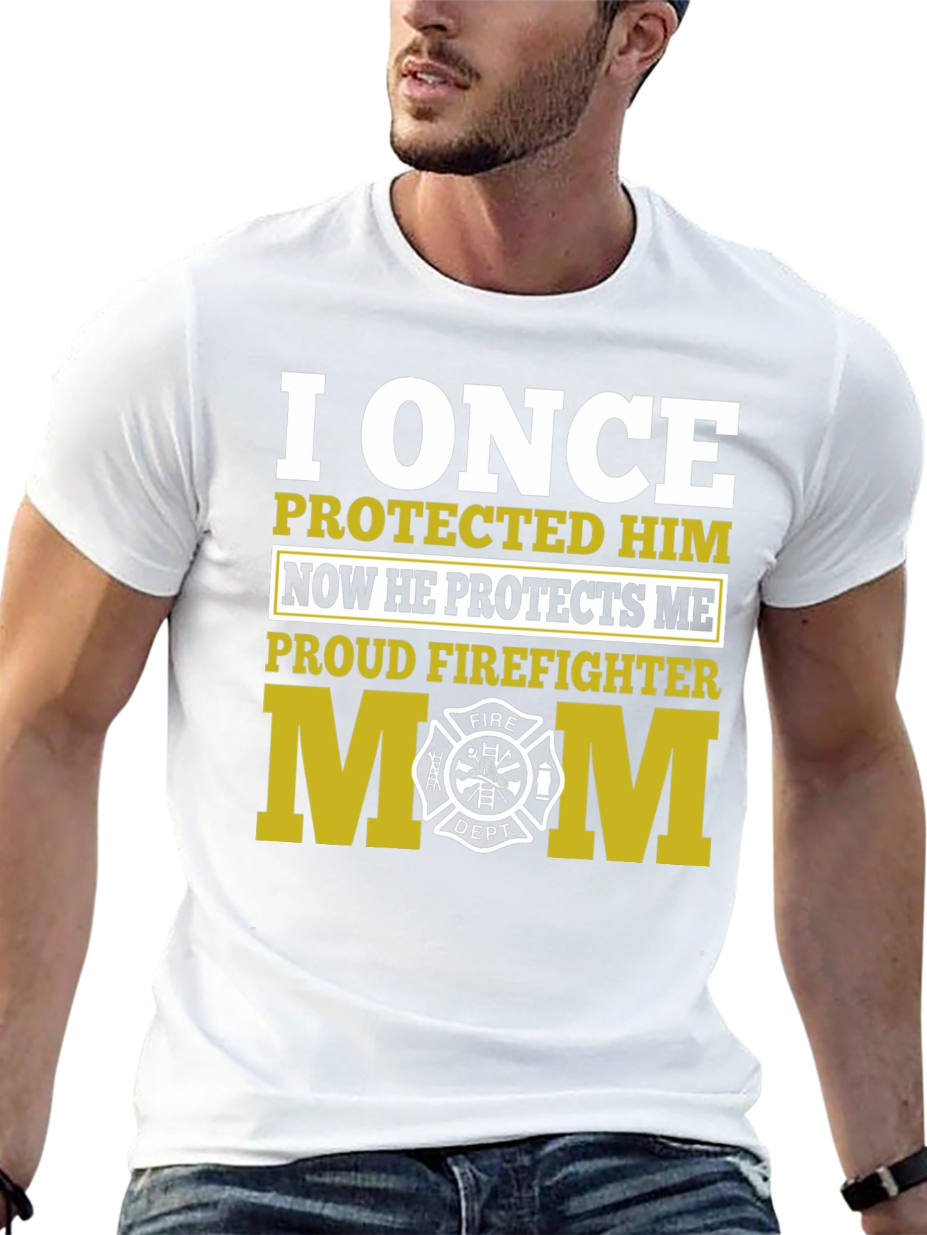 Black Proud Firefighter Mom Graphic T-Shirt view 13