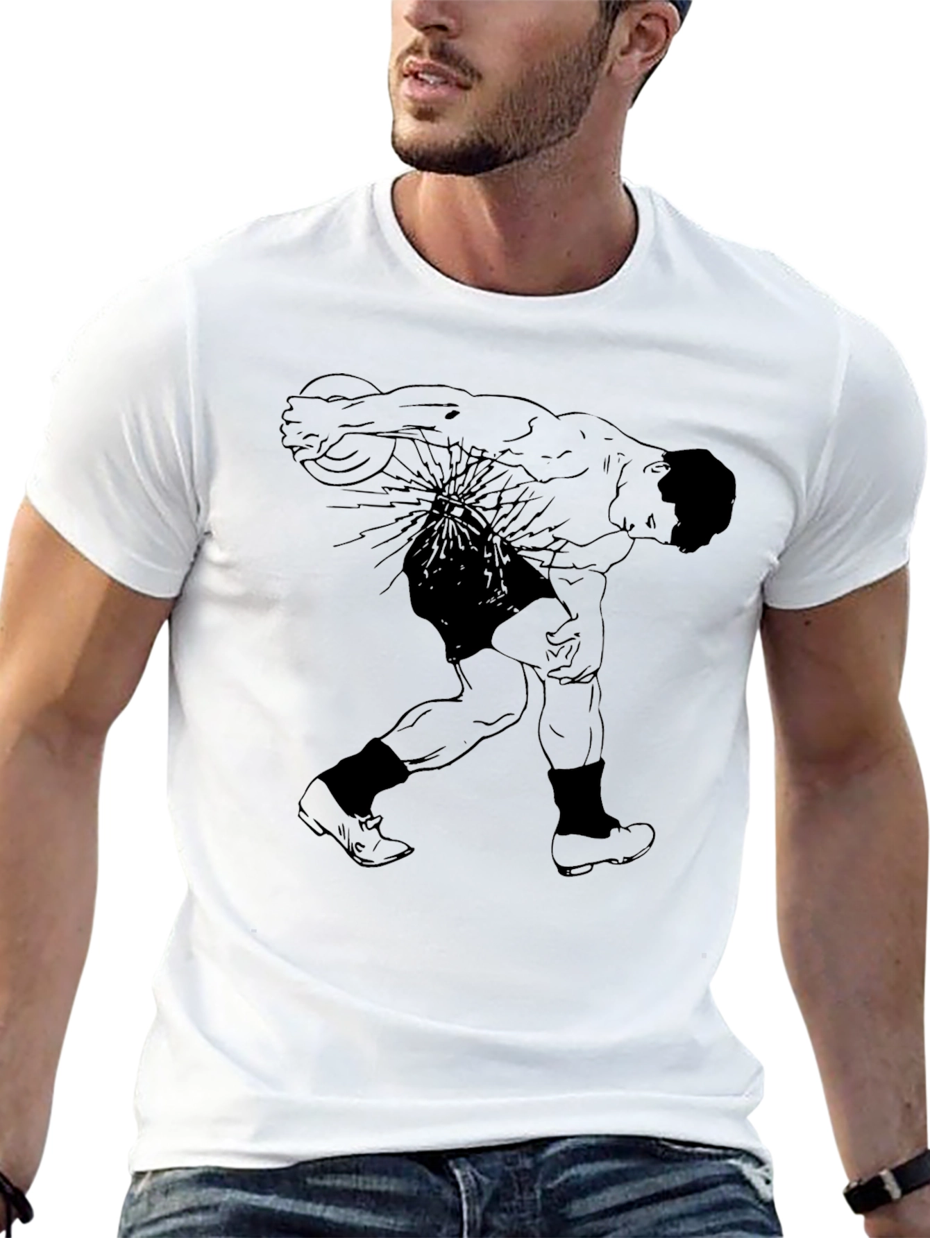 Black Graphic T-Shirt: Retro Athlete Design view 13