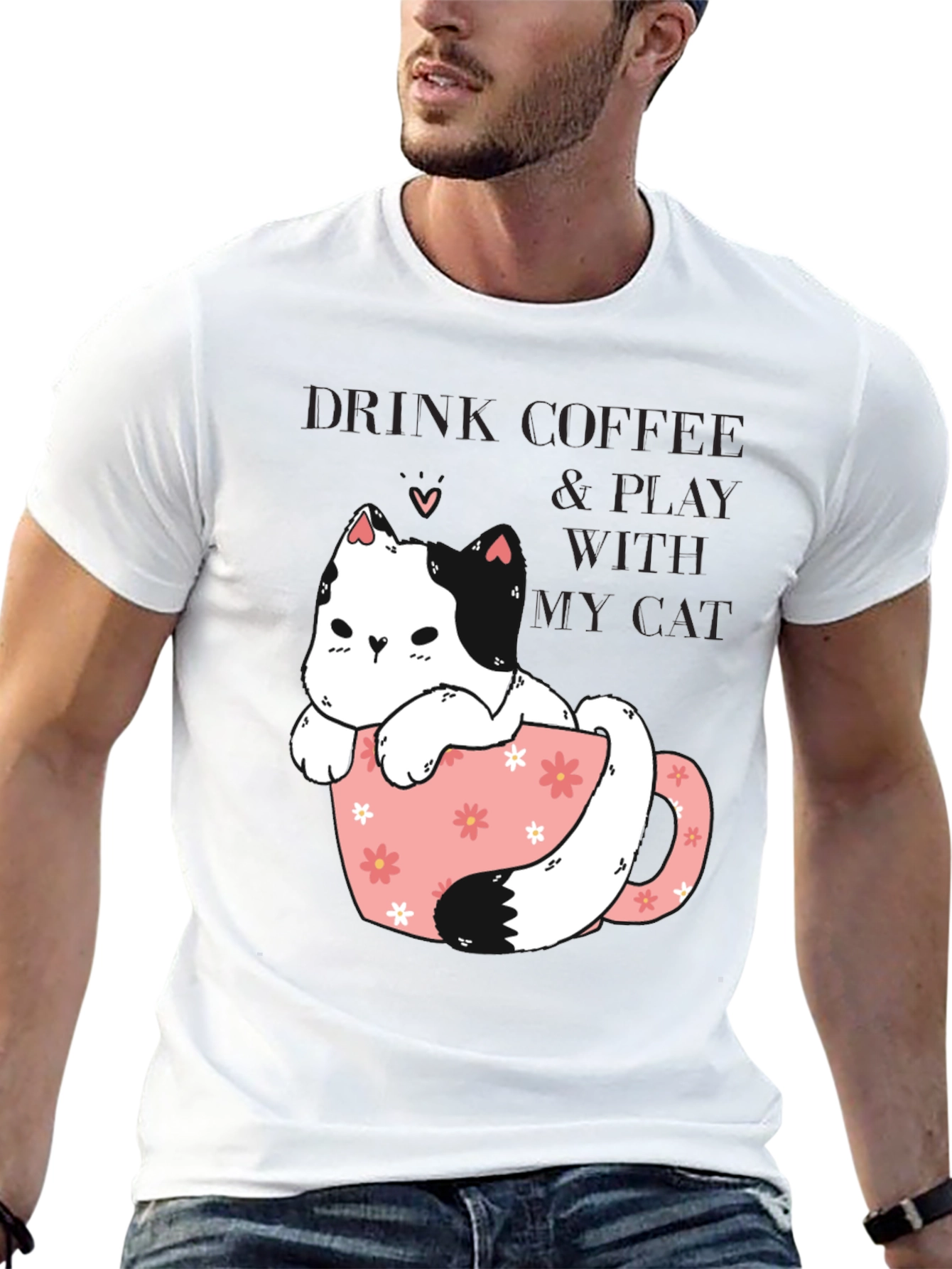 Black Drink Coffee & Play With My Cat Graphic Tee view 13